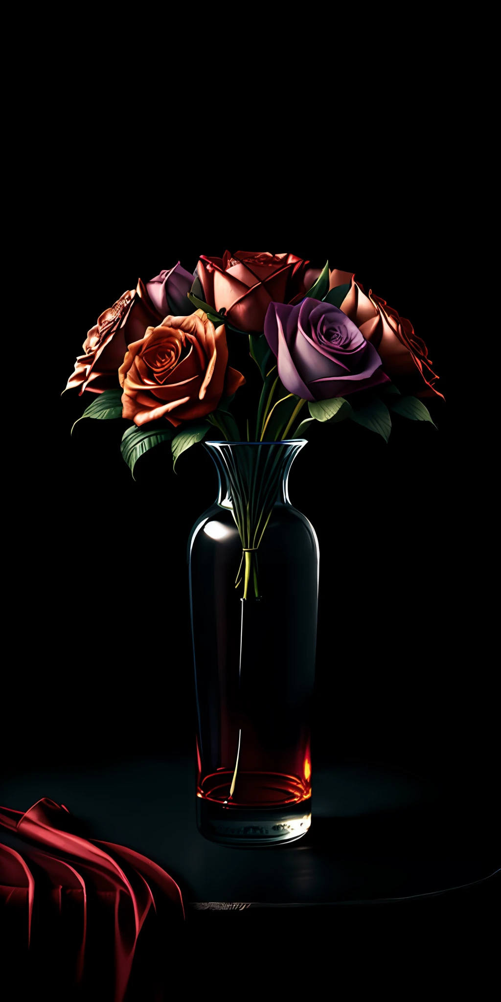 a vase,
yang08k, photography, beautiful,  black background,
masterpieces, top quality, best quality, official art, beautiful and aesthetic,  realistic,