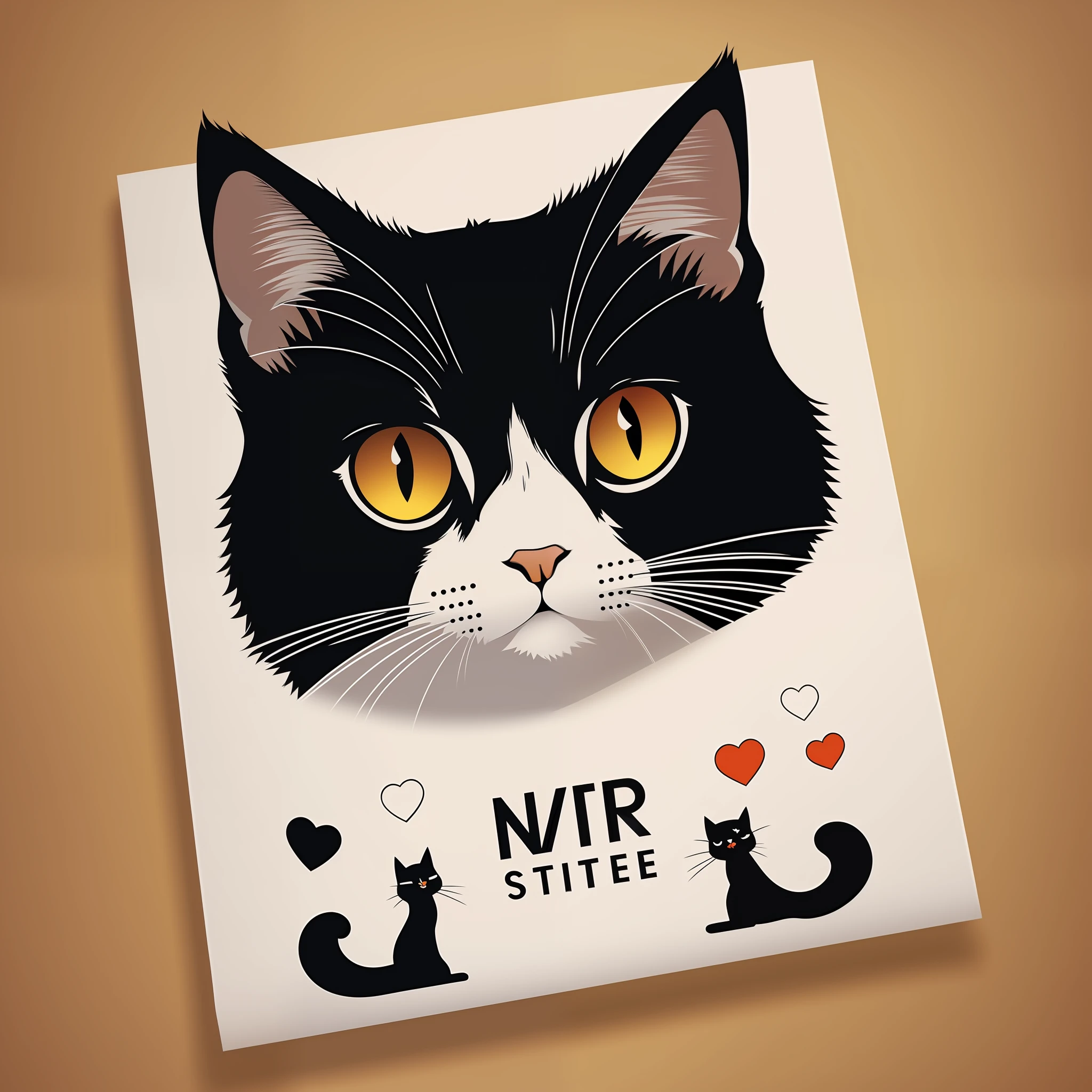 cat ,Minimalist style, t-shirt design, super cute, 2d, vector, flat--v5-