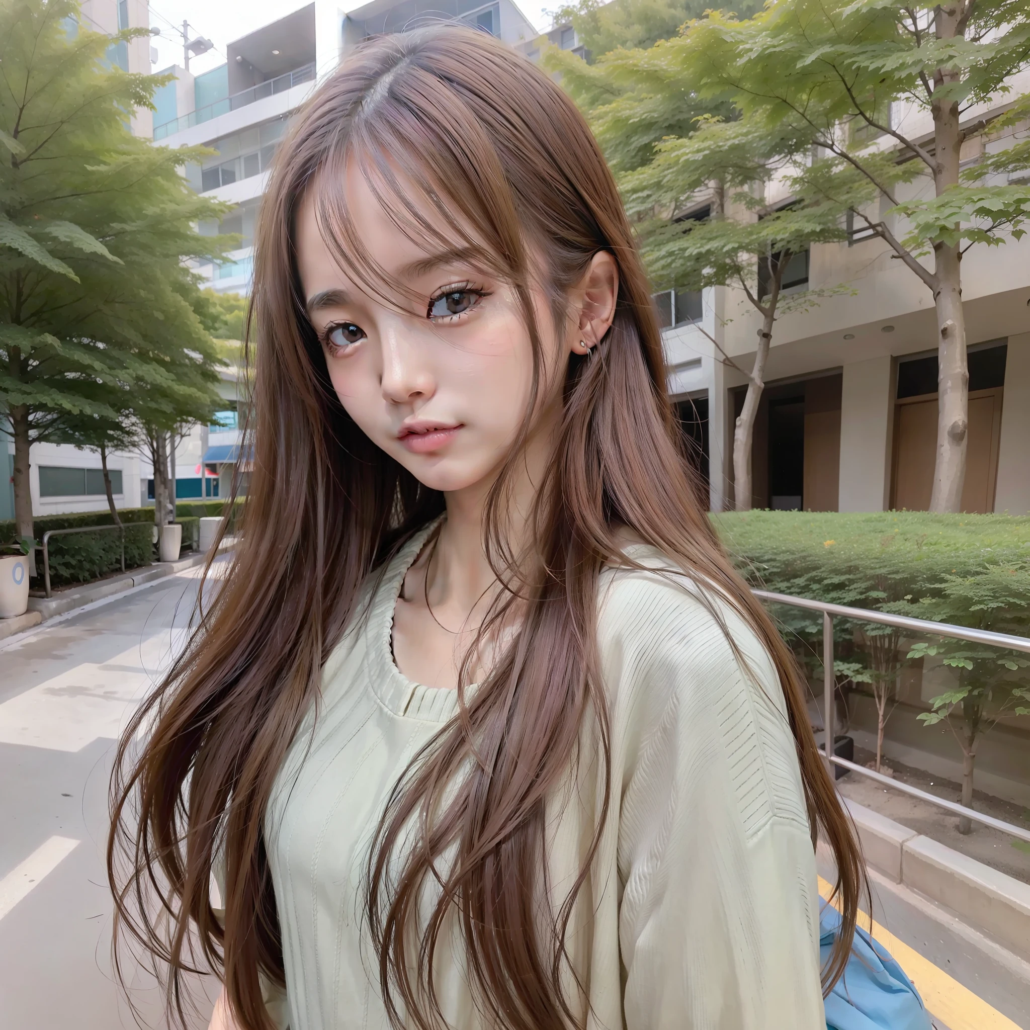 Cute girl, charming girl with long hair