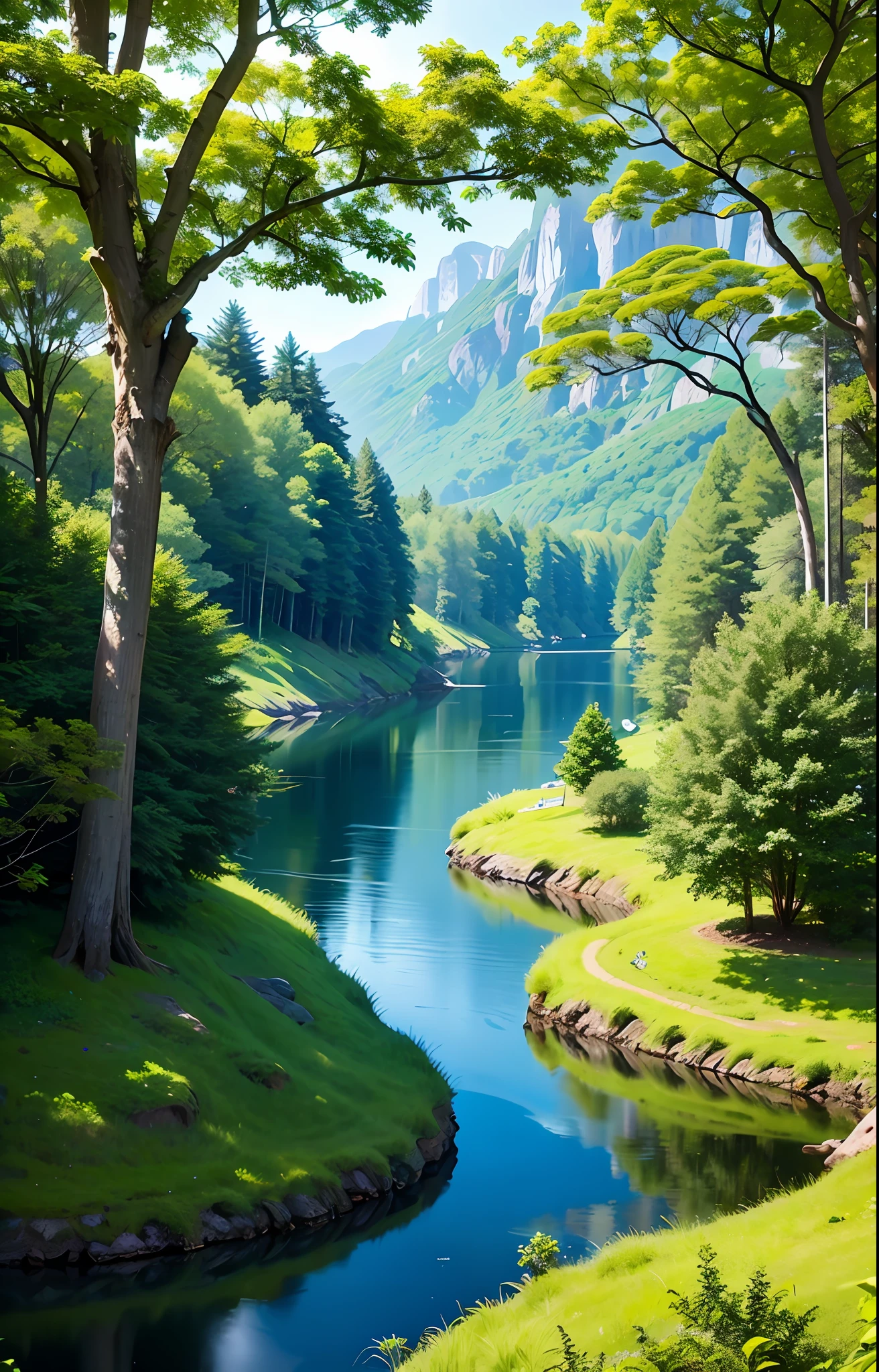 Inside a vast forest, where nature stretches in all directions. The towering trees rise to the heavens, forming a green dome that houses a multitude of secrets. The air is impregnated with the earthy aroma of the leaves and the melodious song of the birds echoes among the branches.
As I walk through this green sanctuary, I catch a glimpse of majestic mountains framing the horizon. Its imposing forms rise as guardians of the world, revealing the grandeur of the scenery. Its rocky ridges are dressed with a resistant vegetation, a proof of the tenacity of life that adapts to all challenges.
As I delve deeper into this green labyrinth, I discover crystal clear streams that wind through the scenery, feeding the forest with its pure, invigorating water. At every bend of the path, new wonders are revealed: colorful flowers adorn the soil, wild animals play among the shadows of the trees, and sunlight passes through the branches, creating a dance of shadows and luminosity.
This forest, with its towering trees and distant mountains, is a reminder of how vast and beautiful the world is. It invites us to explore and admire the diversity and richness that nature offers us. In this green immensity, we find a haven of tranquility and a deep connection with the essence of our planet.