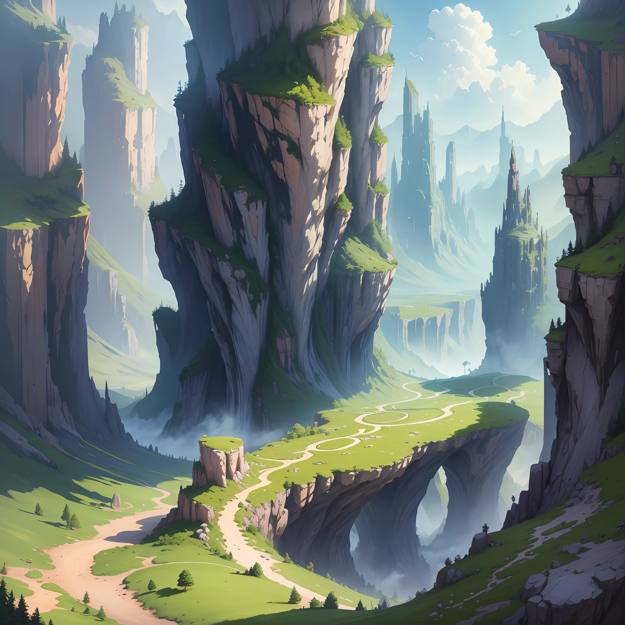 Create a wallpaper for my PC 3:2 I want a landscape of a fantasy world with vibrant colors --auto --s2