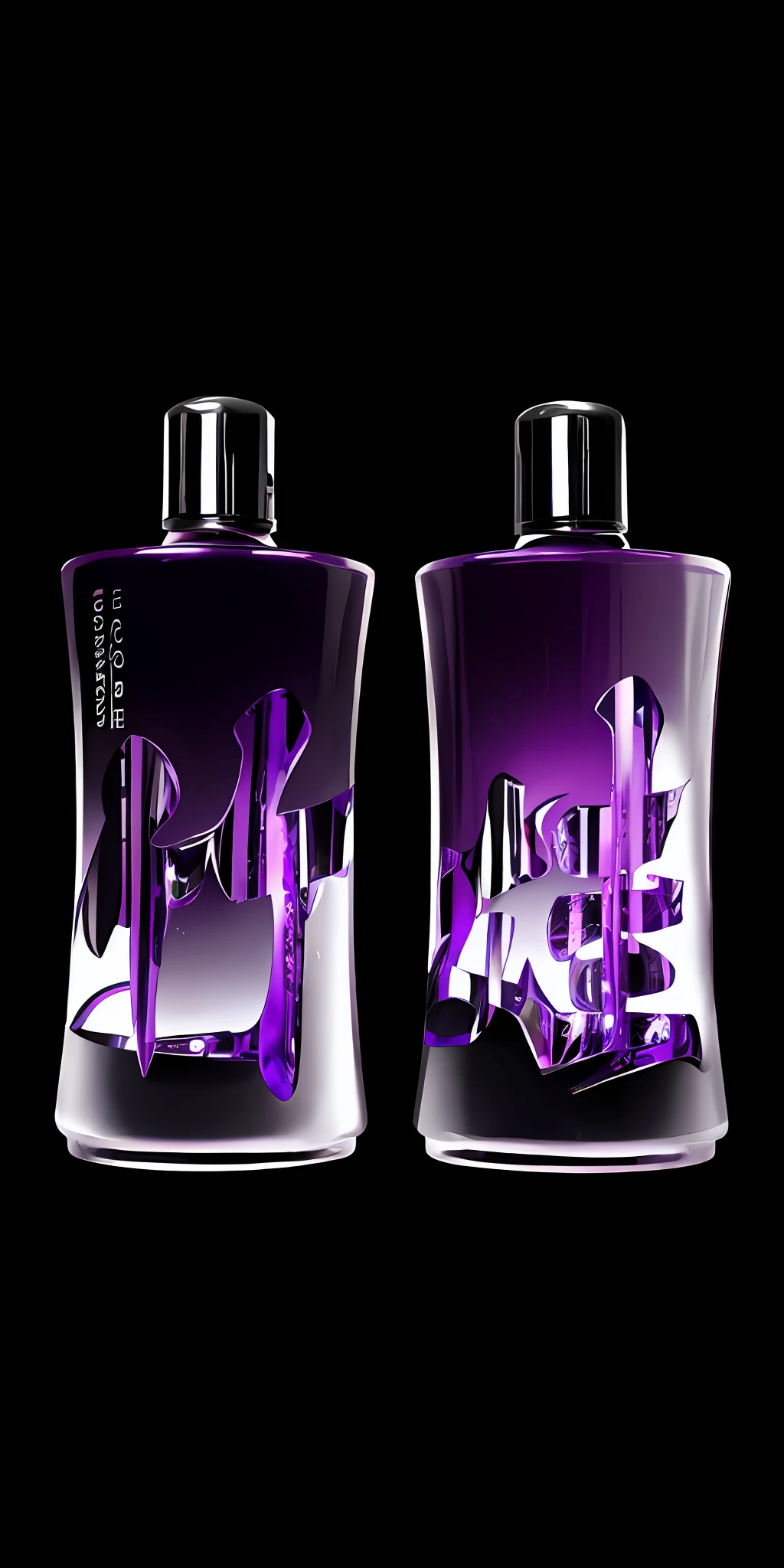 Two bottles of purple and blond hair products on black background, made of liquid purple metal, perfume, femme fatale, purple liquid, mekka, perfume bottle, miniature product photos, high quality product photos, commercial product photography, Lajos Vajda, Ottó Baditz, Anna Füssli, Serge Lutens, detailed product photos, bamboo forest, heavy rainfall, monochrome, vines everywhere, huge and damp bamboo, masterpiece, best quality, very detailed CG Unified 8K wallpapers, oil painting, award-winning photography, bokeh, depth of field, HDR, flowers, chromatic aberration, realism, very detailed, artstation trend, intricacies, high detail, drama, midway art, stereo lighting