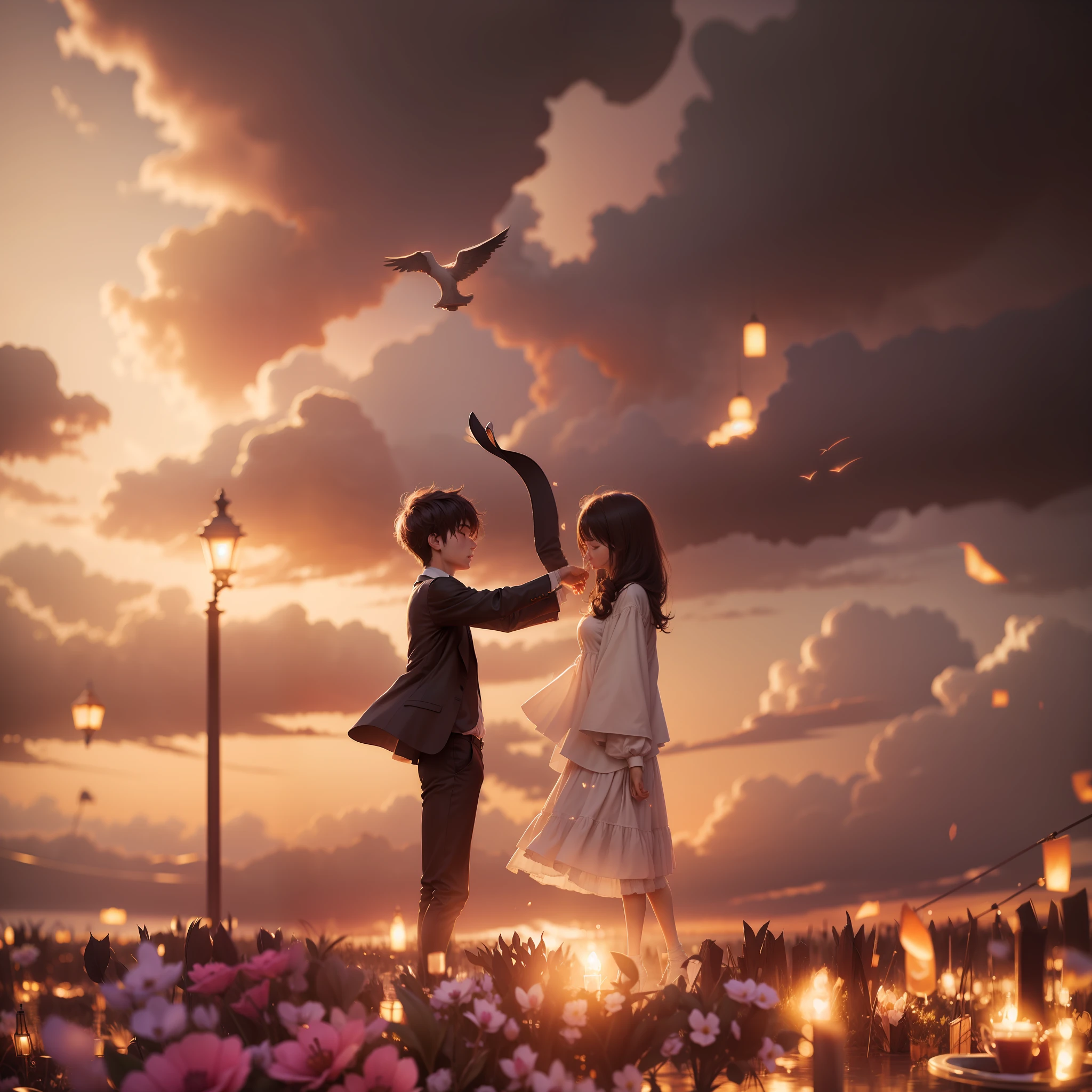 Romantic love, the atmosphere is just right