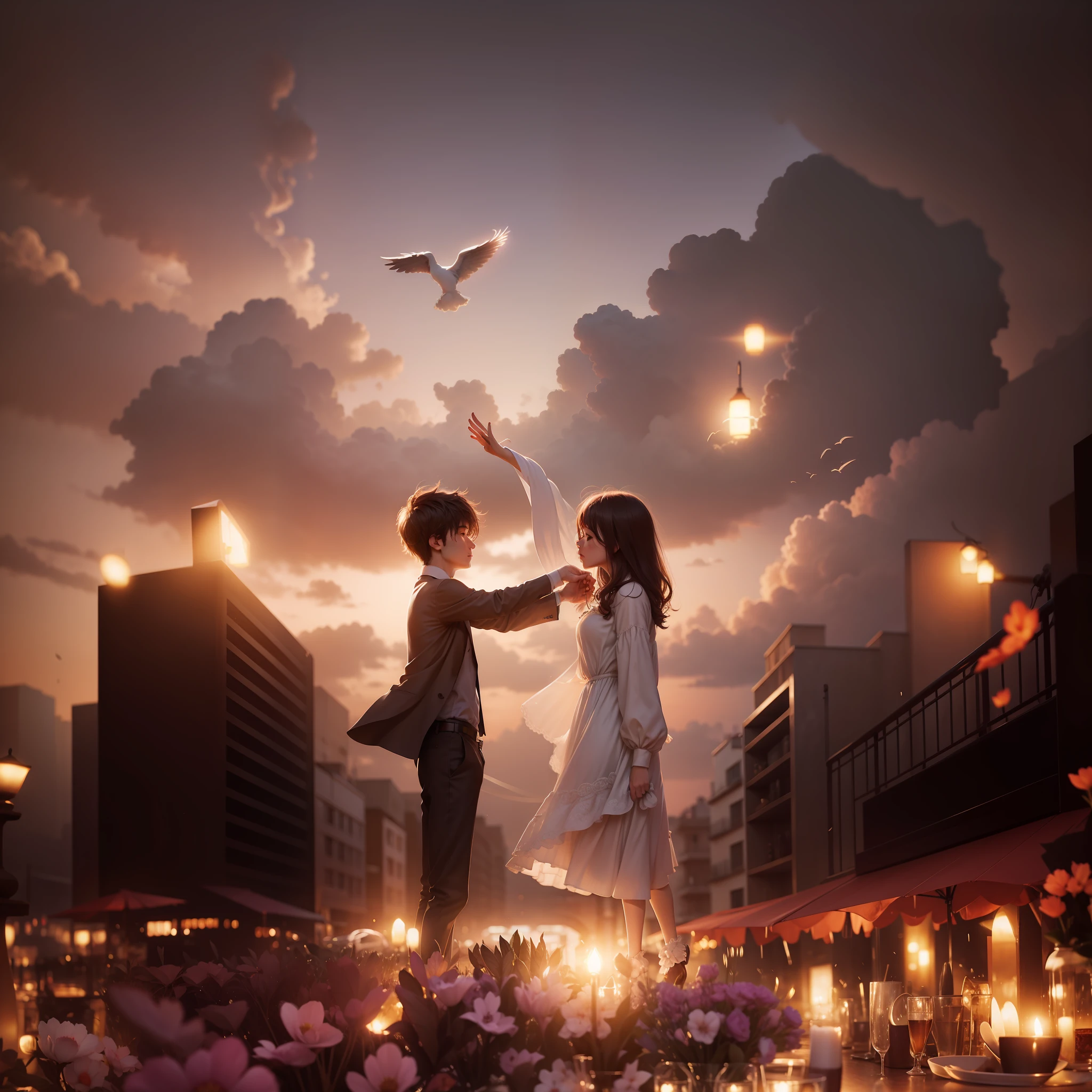 Romantic love, the atmosphere is just right