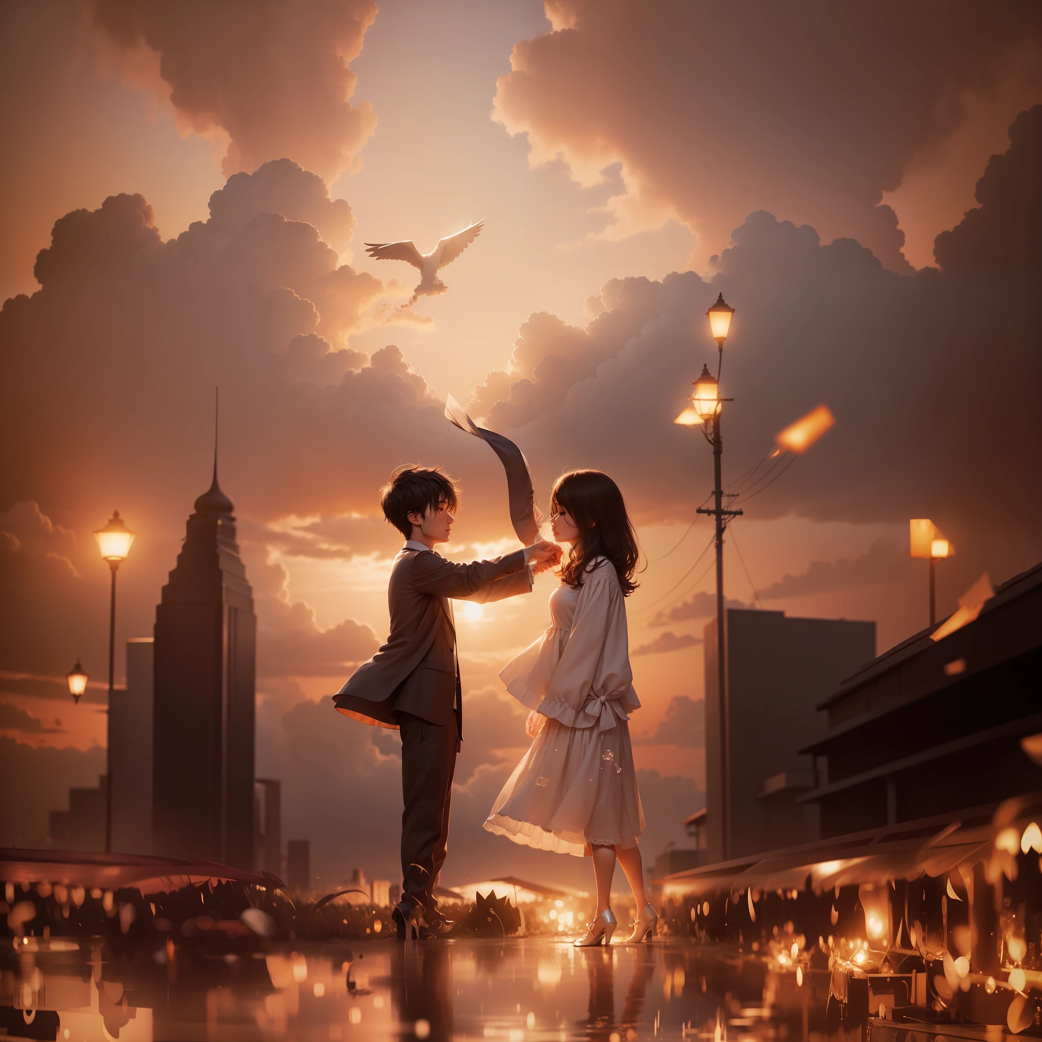 Romantic love, the atmosphere is just right