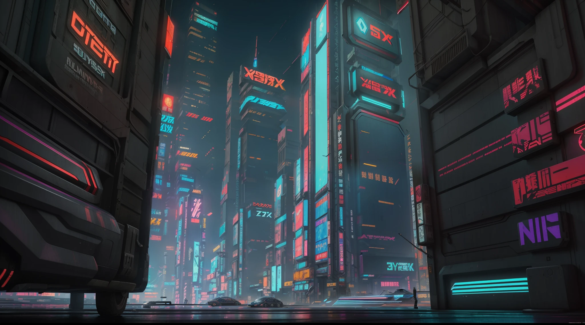 ((Best Quality)), ((Masterpiece)), (Highly Detailed: 1.3), 3D, Detailed Street Scene of a Neon-Lit Mega City (cyberpunk:1.4), Imposing Buildings, Detailed Shops, Futuristic Technology, HDR (High Dynamic Range), Ray Tracing, NVIDIA RTX, Super-Resolution, Unreal 5, Subsurface Scattering, PBR Texturing, Post-Processing, Anisotropic Filtering, Depth of Field, Maximum Clarity and Sharpness, Multilayer Textures, Albedo and Specular Maps,  Surface Shading, Accurate Simulation of Light-Material Interaction, Perfect Proportions, Octane Render, Two-Tone Lighting, Low ISO, White Balance, Rule of Thirds, 8K RAW