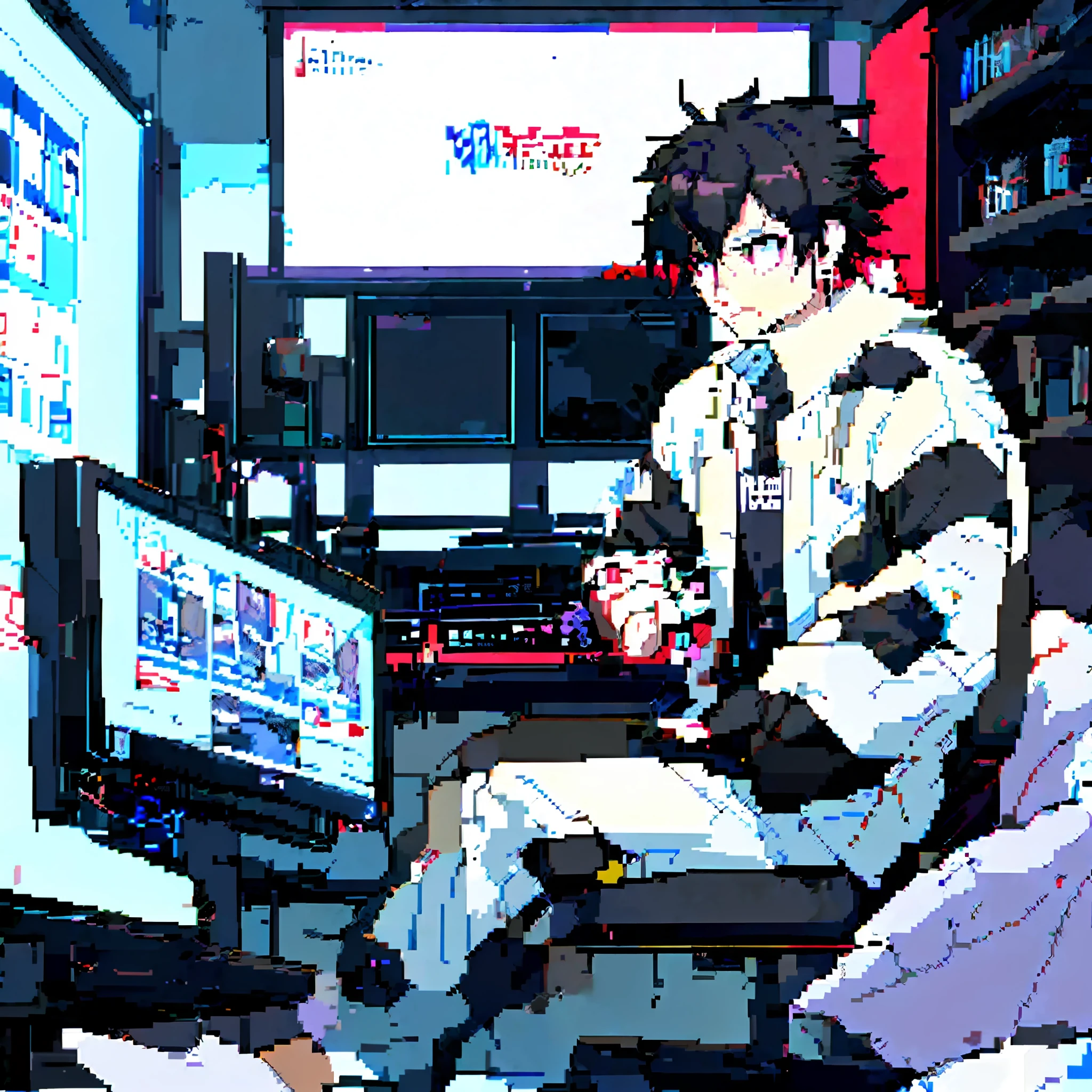 anime character sitting in front of a computer desk with a monitor, official studio anime still, official anime still, trigger anime artstyle, key anime art, badass anime 8 k, inspired by Okumura Masanobu, still from tv anime, anime key visual”, official anime key media, style of madhouse studio anime, key art anime sharp focus