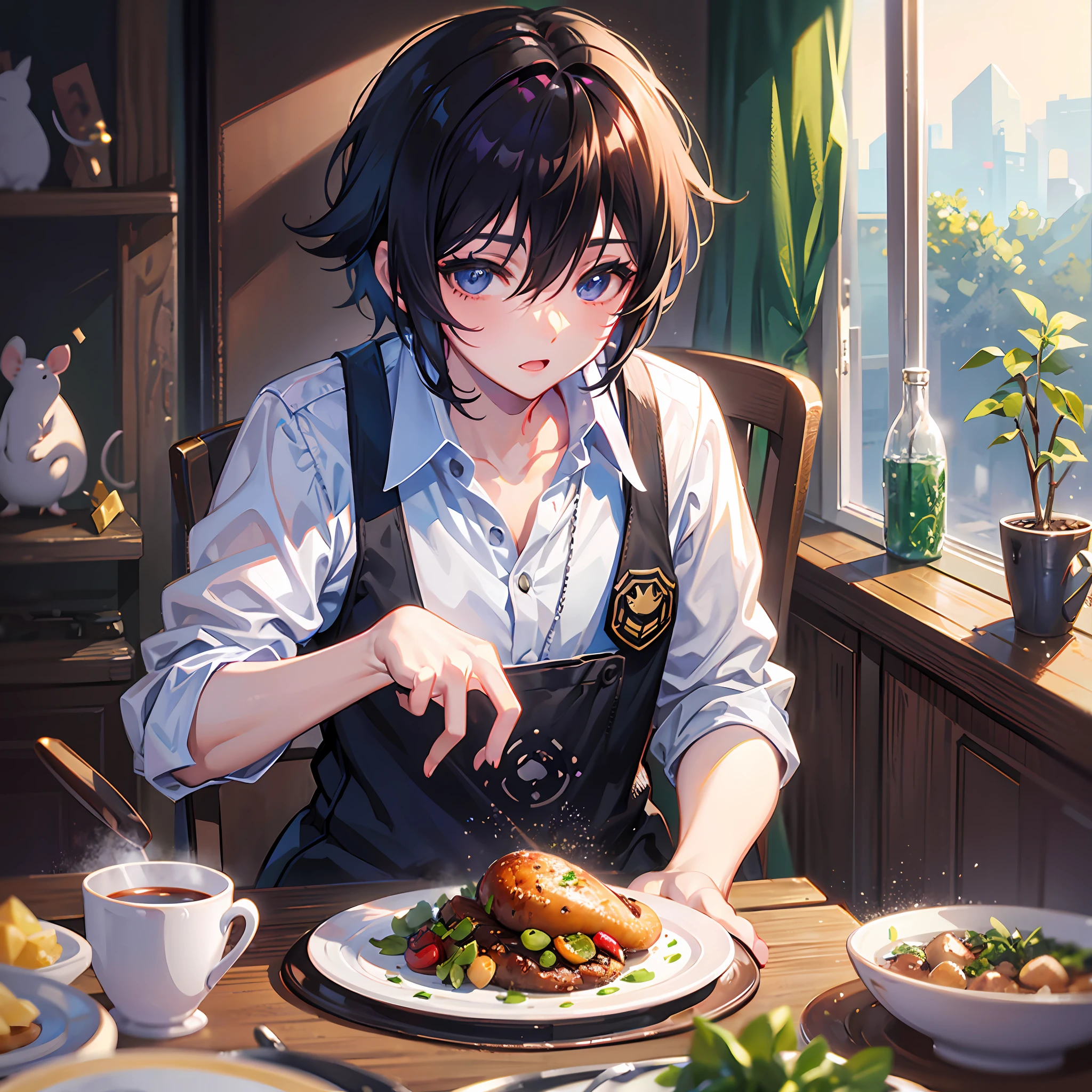 / Imagine Tip: There's a Mouse on a Plate, by Makoto Shinkai - Niji 5 --auto --s2