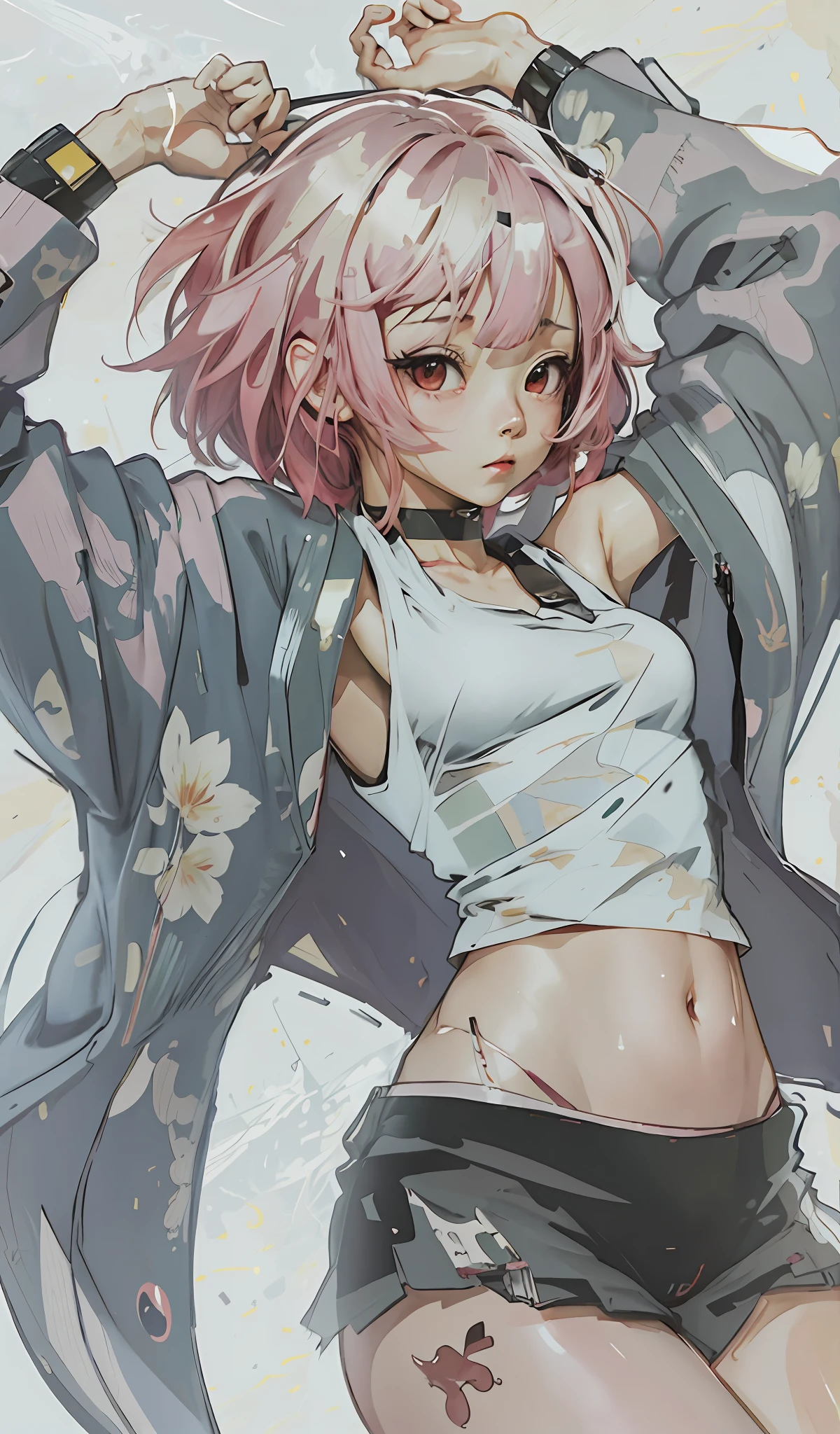 anime girl with pink hair and a white shirt holding a knife, anime style 4 k, best anime 4k konachan wallpaper, seductive anime girl, 4 k manga wallpaper, haruno sakura, anime girl, guweiz, 4k anime wallpaper, anime style illustration, anime style artwork, anime wallpaper 4k, anime wallpaper 4 k, anime illustration