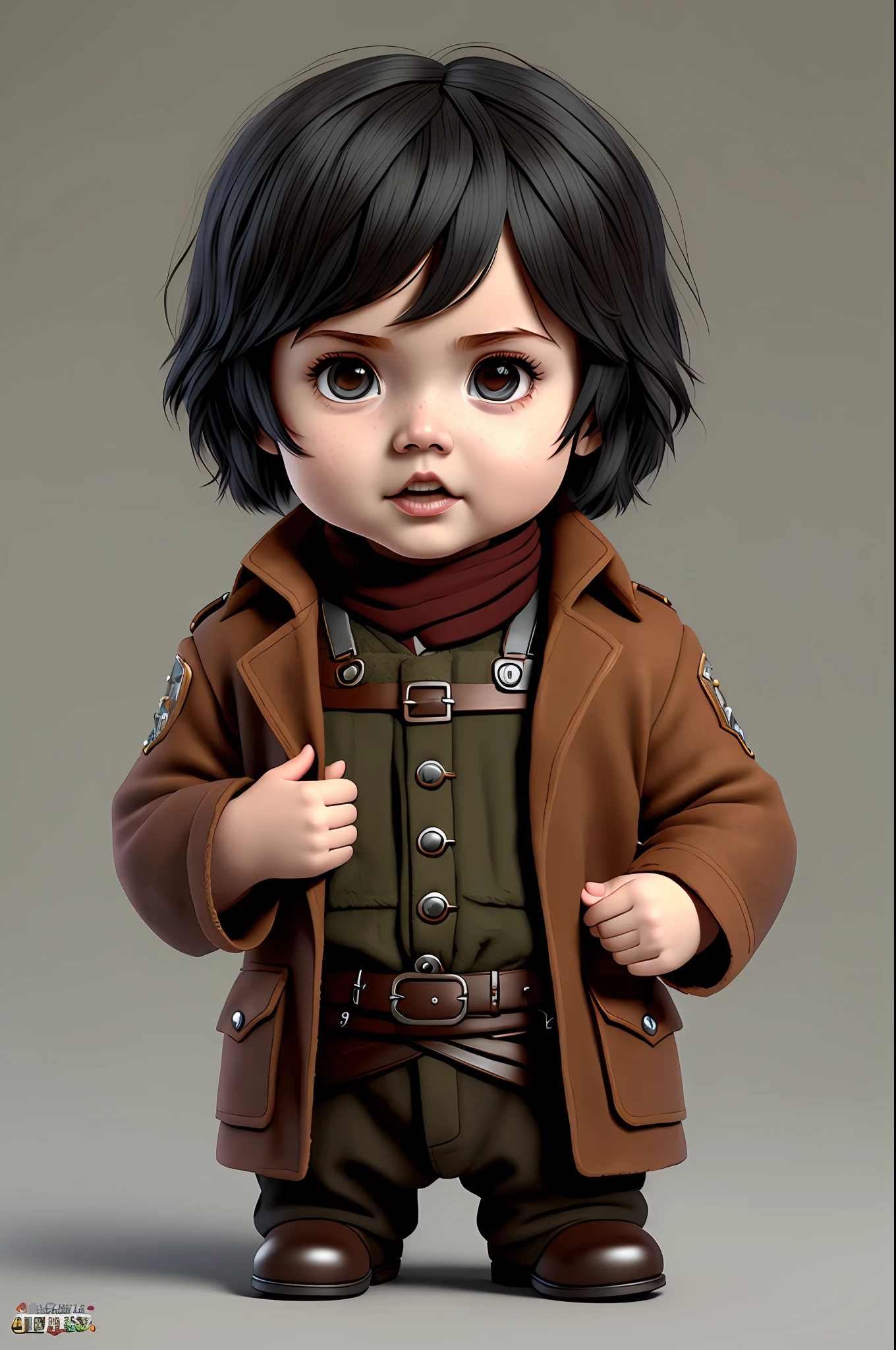 (cbzbb:1.25), portrait of cutest Mikasa baggins baby illustration, artstation, CGI_Animation,