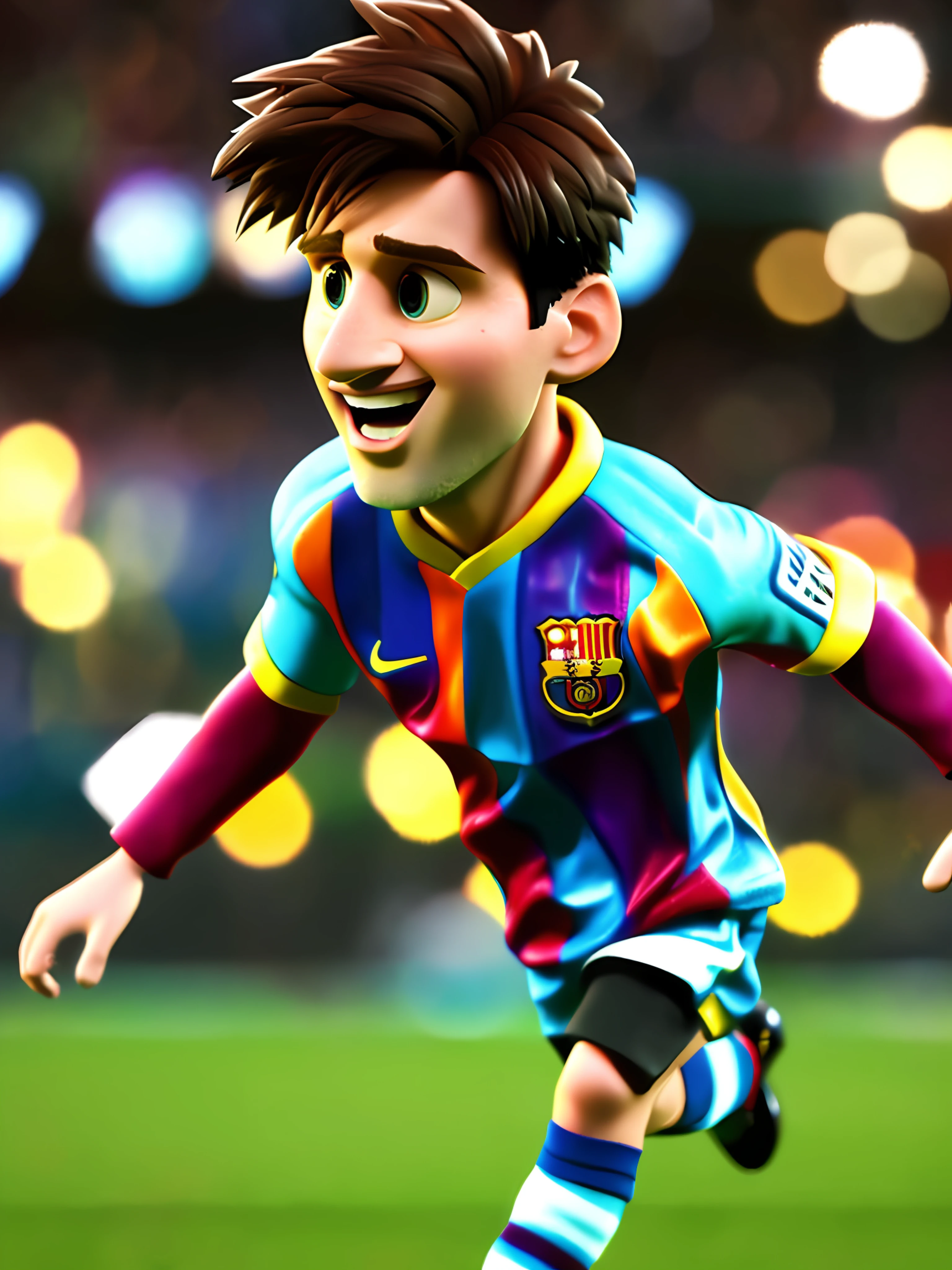 Lionel Messi (Pixar style) (masterpiece: 1.4) (bokeh) (best quality) (detailed leather) (detailed texture) (8k) (plasticine) (cinematic lighting) (clear focus