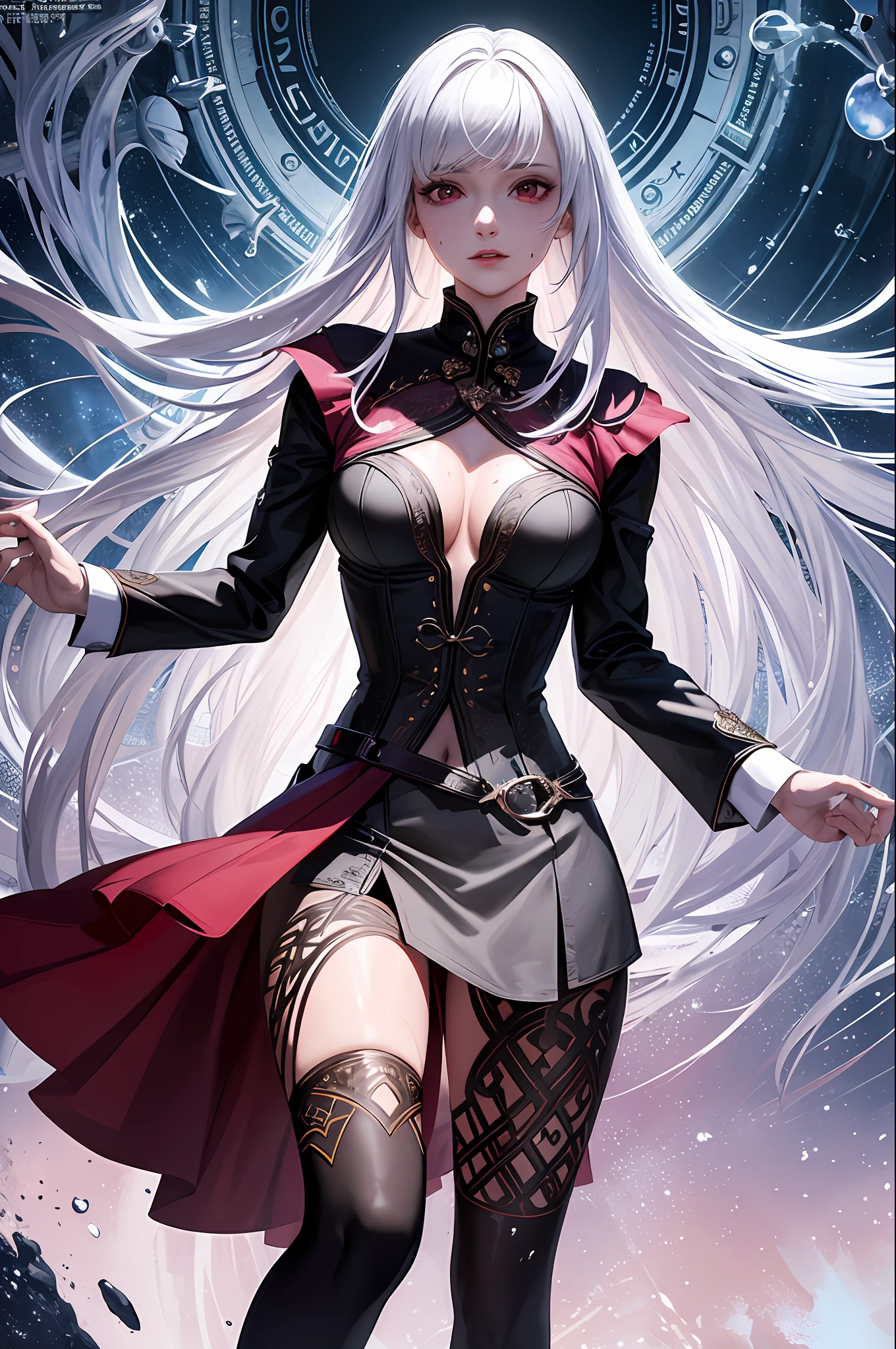 (masterpiece, top quality, best quality, official art, beautiful and aesthetic:1.2), (1girl:1.3), (fractal art:1.3),absurd, masterpiece, best quality, realistic, hyper-detailed, (shiny skin, sweaty:1.4), looking at viewer, slender, 1girl, solo, white sneakers, white miniskirt, straight long hair, princess cut, purple hair, red eyes, (thick thighs:0.5), dynamic lighting, high resolution, sharp focus, depth of field, small breasts,vampire, red alchemy potions, red alchemy potion, potion bottle, glowing red potion, masterpiece, best quality, ultra-detailed, illustration, ultra-detailed face, best quality face, evil, 30 years old, adult, 1girl, 30 years old, no human, white hair, alchemy outfit, intricate detailed outfit, detailed lips, detailed face