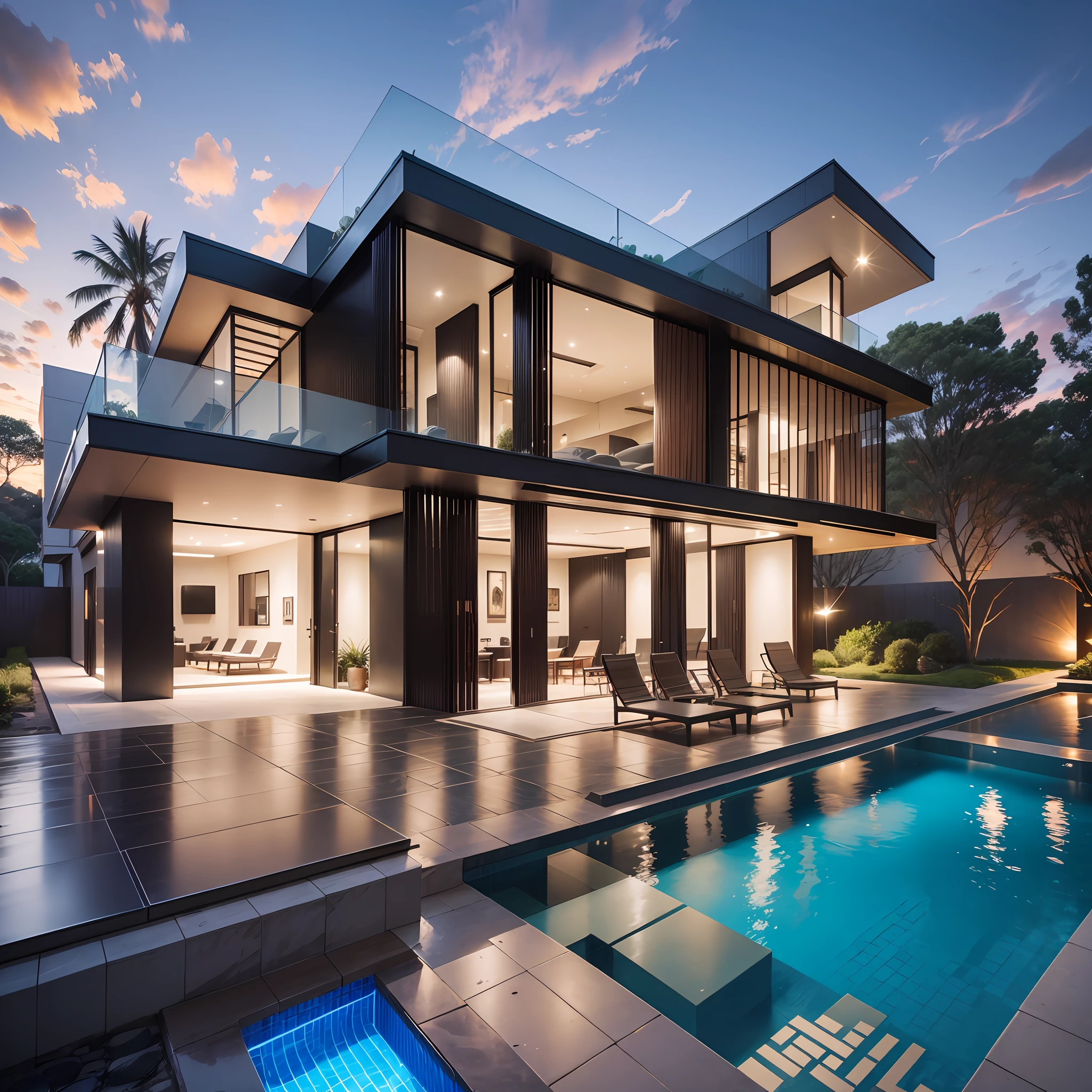 House with extreme luxury architecture with high façade, garage for three cars, landscaping, no pool --auto --s2