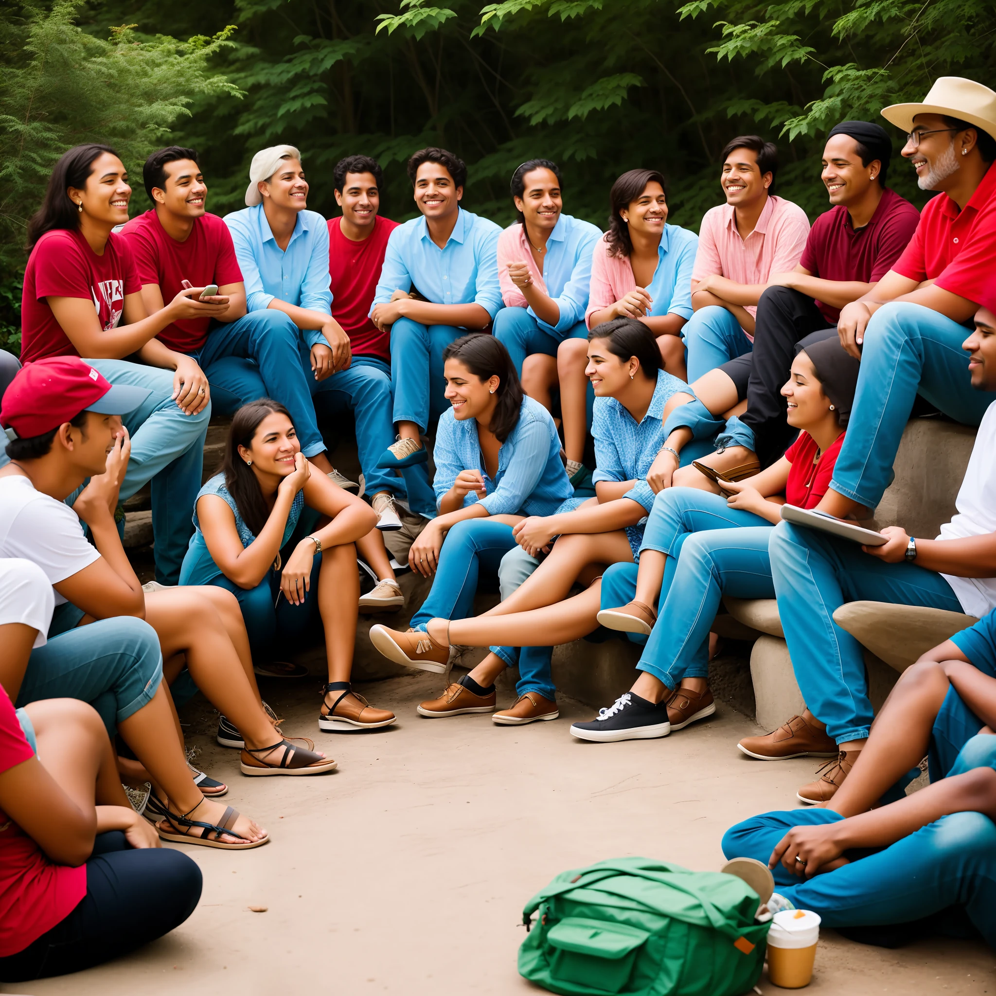 "Curious people sitting around listening to a story"