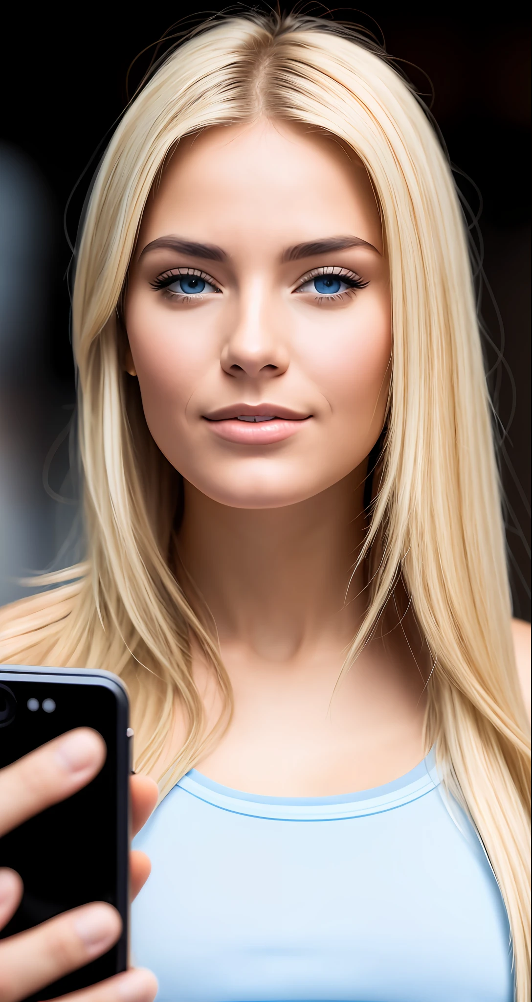 Hidden blonde woman watching a guy on high resolution phone