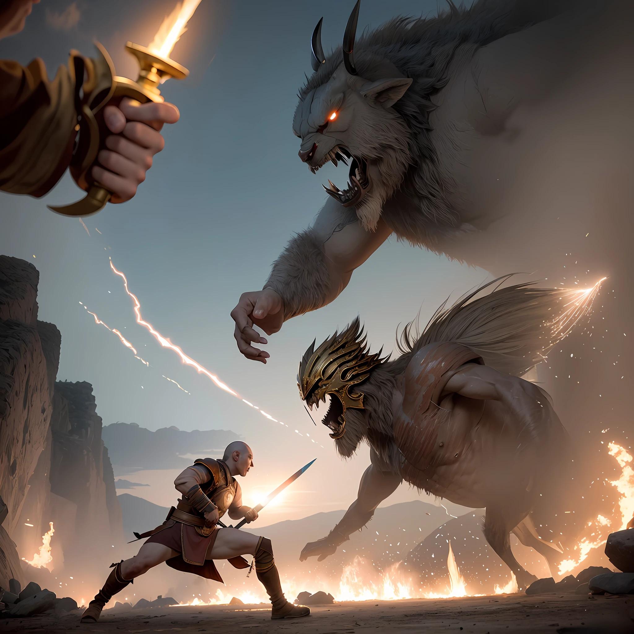 (zh-CN) (Golden Ratio of Characters' Faces)
The picture is magnificent, huge and spectacular war scenes;
In the energy released, life and death are intertwined;
Huge pillars of light illuminate the entire battlefield, and gods descend into it, armed with huge weapons;
(The female gods) shining with golden wings, overlooked the whole war from heaven, and their eyes were determined;
(God of War) invincible rushed into the enemy camp, holding a sharp tomahawk and dancing wildly, and the blood of the enemy flowed everywhere;
(Goddess of Wisdom) seems to be able to decide the outcome of the entire war at any time, standing behind the war with a scepter of wisdom in hand;
(Beast God) devouring wild, wild power, rushing into the battlefield with a warhammer