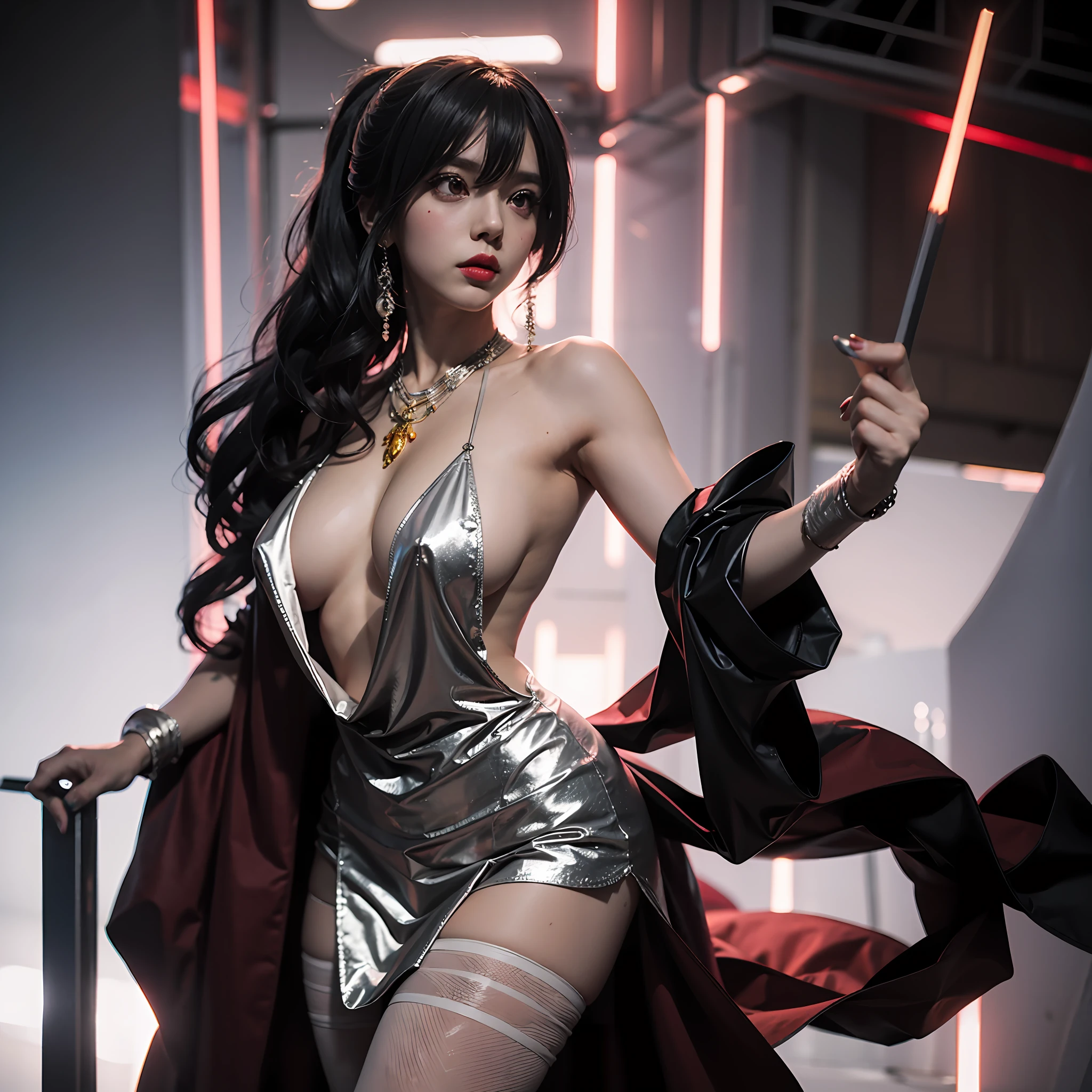 there is a woman in a white dress and red tights posing, glamourous cosplay, publicity cosplay, ross tran 8 k, range murata and artgerm, cosplay photo, cosplay, anime girl cosplay, amouranth as a super villain, in the style artgerm, alena aenami and artgerm, jean grey, professional cosplay, anime cosplay