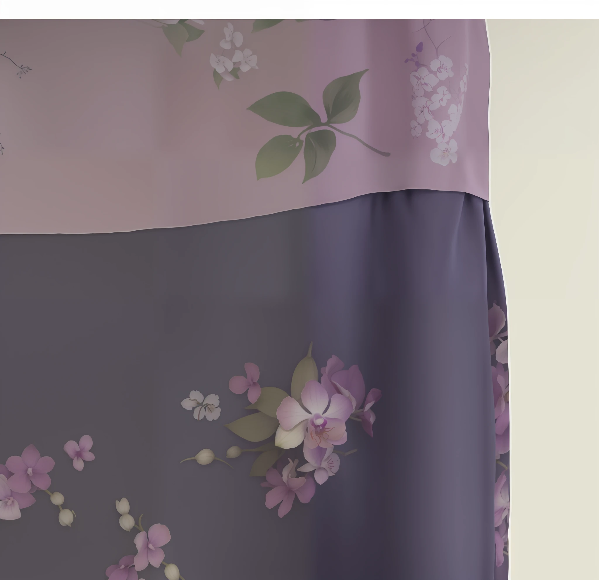 Purple floral print dress, long skirt and long sleeves, ink and pastel colors on silk, hanbok apron, lee Mi-ki, details, hexagonal Ayako, Nanae Kawahara, 1 9 2 0 s cloth, Gigadō Ashiyuki, sōsaku hanga, 19th century, ink copying, orchids, just orchids --auto --s2