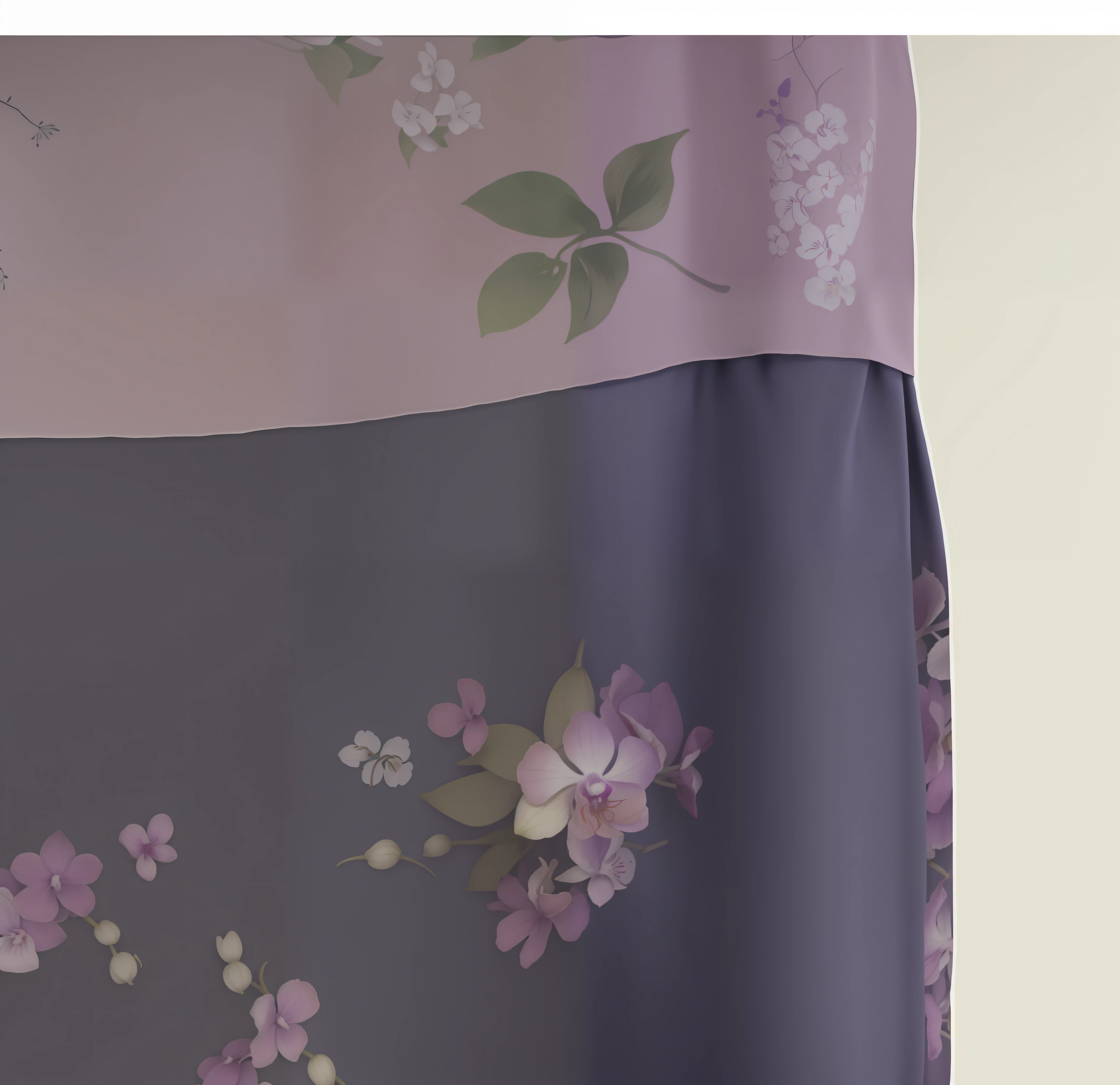 Purple floral print dress, long skirt and long sleeves, ink and pastel colors on silk, hanbok apron, lee Mi-ki, details, hexagonal Ayako, Nanae Kawahara, 1 9 2 0 s cloth, Gigadō Ashiyuki, sōsaku hanga, 19th century, ink copying, orchids, just orchids --auto --s2