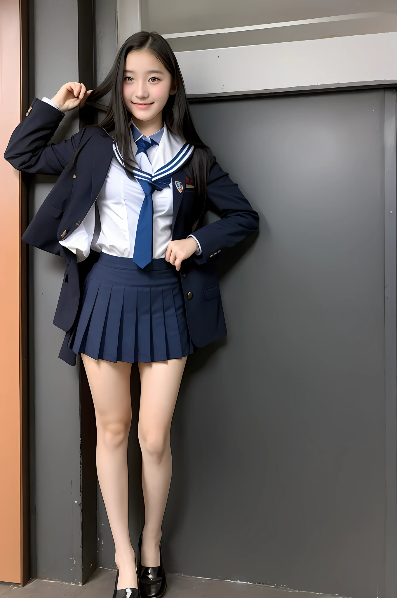 high school student, uniform, sexy, bra