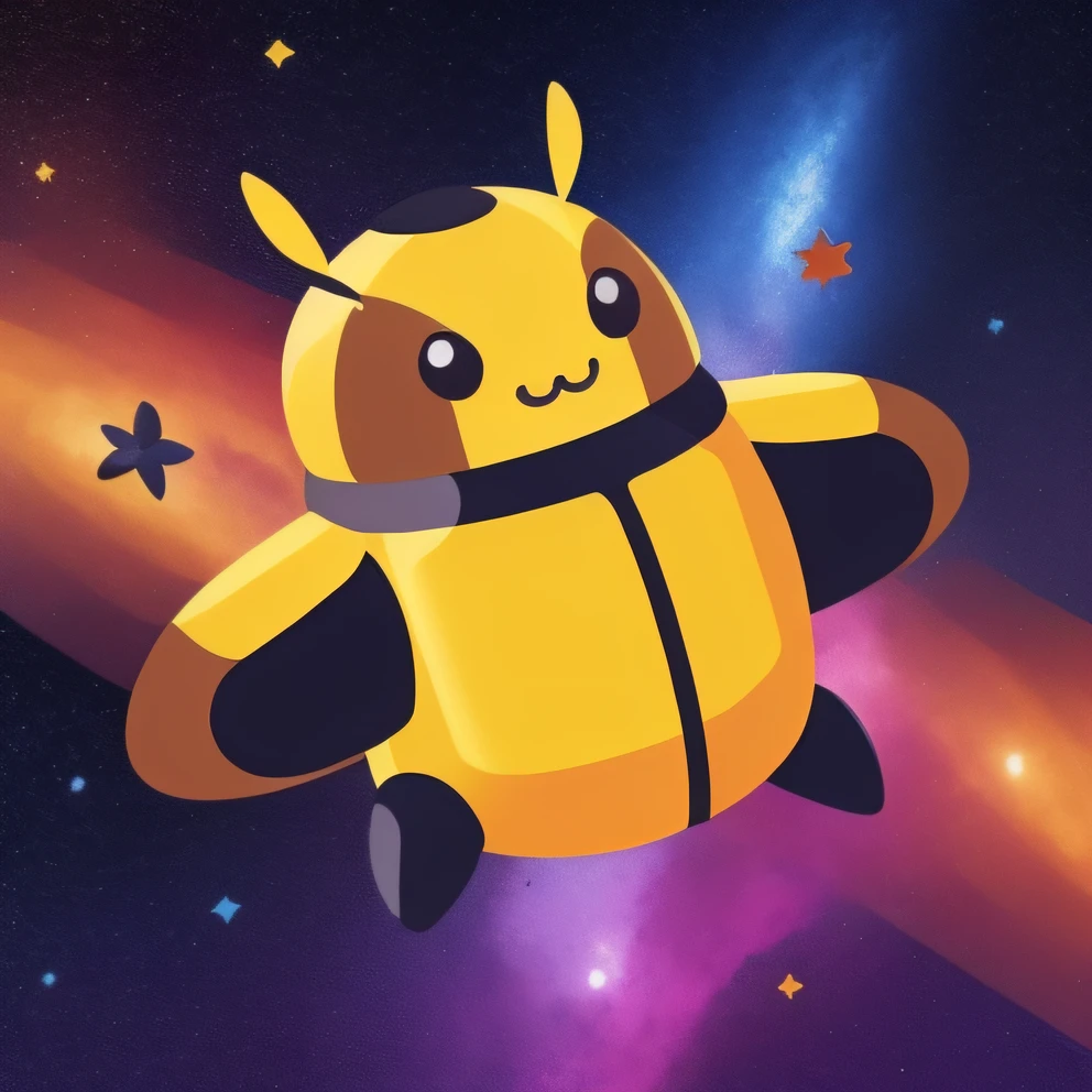 a cute and happy space bumblebee