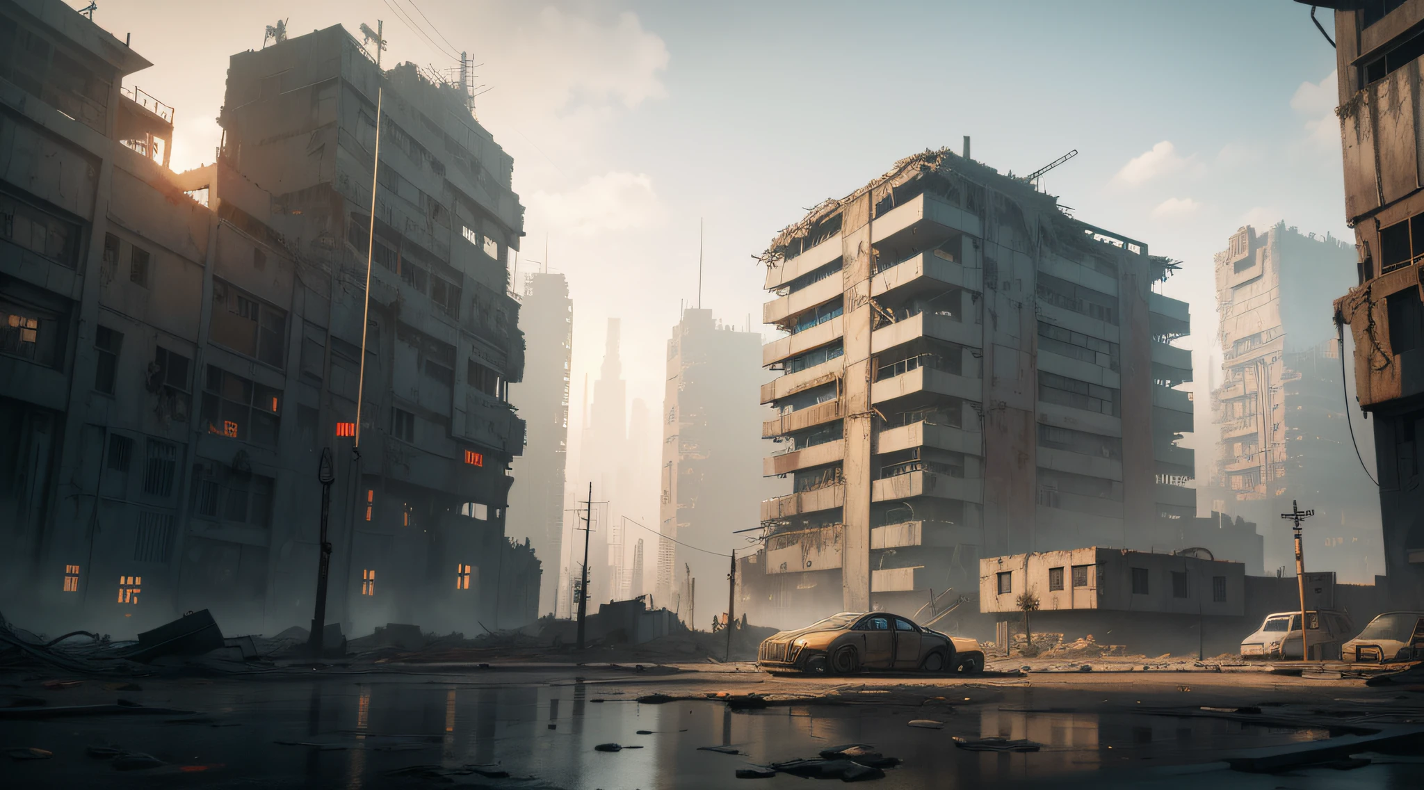 arafed building with a bunch of windows and a lot of windows, post apocalyptic factory, post apocalyptic city building, scenic dystopian environment, post apocalyptic building, dystopian environment, cyberpunk building, hyper-realistic cyberpunk style, smelting pit'beeple, cyberpunk city abandoned, futuristic outpost building, unreal enginedigital painting, digital concept art of dystopian