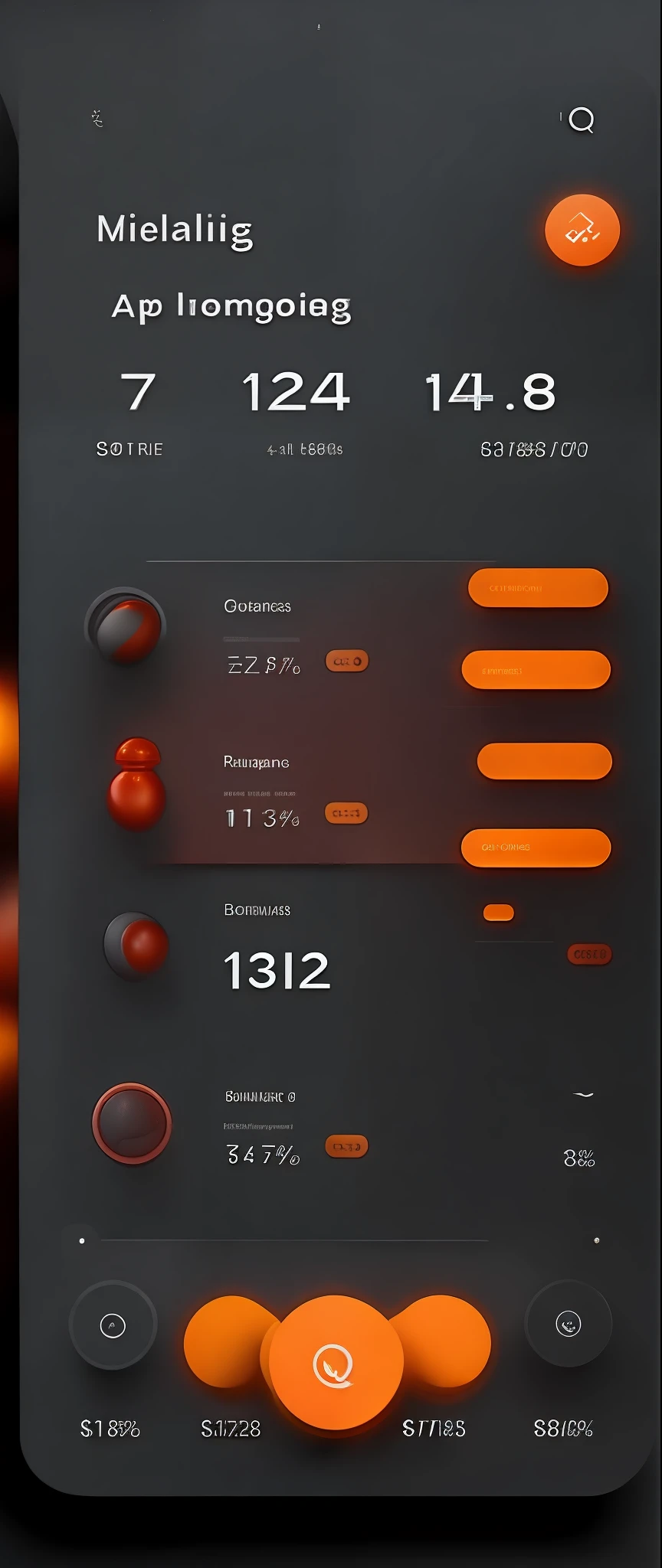 app, UI design, web, cooking, minimal, dark gray background,