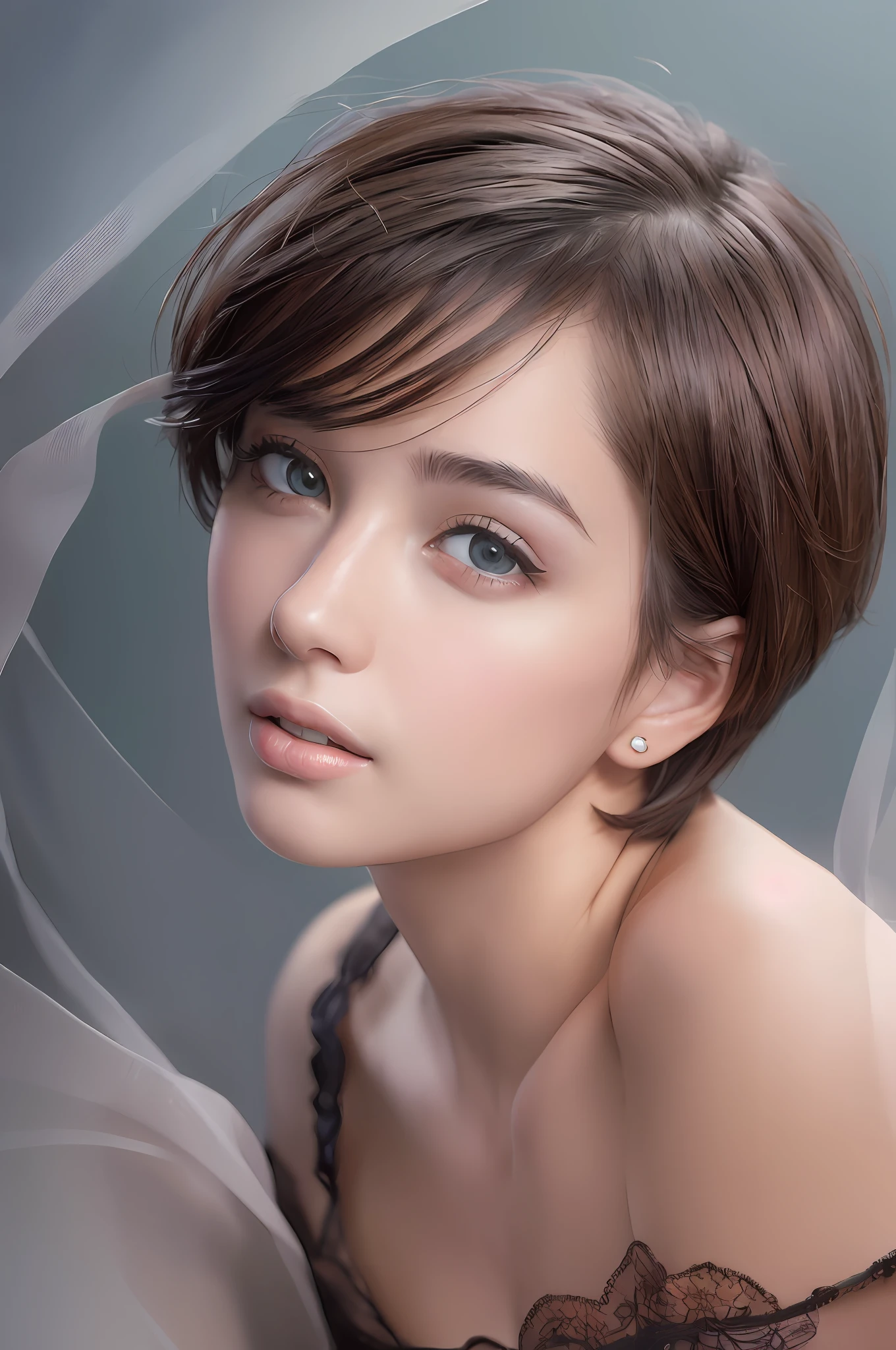 (Masterpiece: 1.4), (8k, photorealistic, RAW photo, best quality: 1.4), (1girl), super beautiful, (realistic face), (boyish, very short hair), beautiful young lady, seducing viewer, beautiful expression, beautiful breasts, (realistic skin), beautiful smile, (soldier), charming, ultra high resolution, ultra realistic, high definition, spoiled