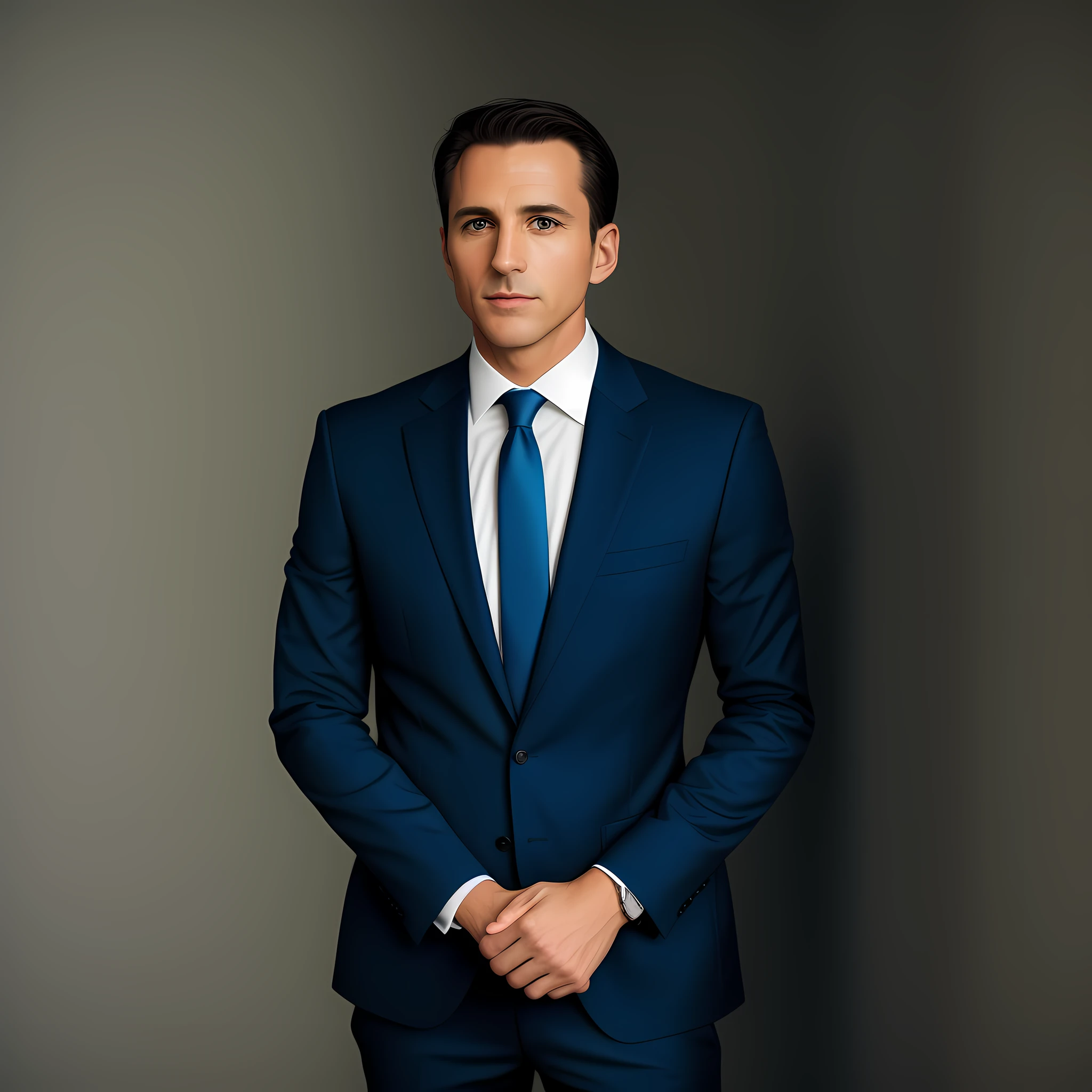 there is a man in a suit and tie standing with his hands in his pockets, professional profile photo, professional picture, professional profile picture, corporate photo, full body photograph, full body photo of steve, ceo, amazing professional picture, detailed professional photo, photo from 2022, (38 years old), photo of a man, realisitc photo