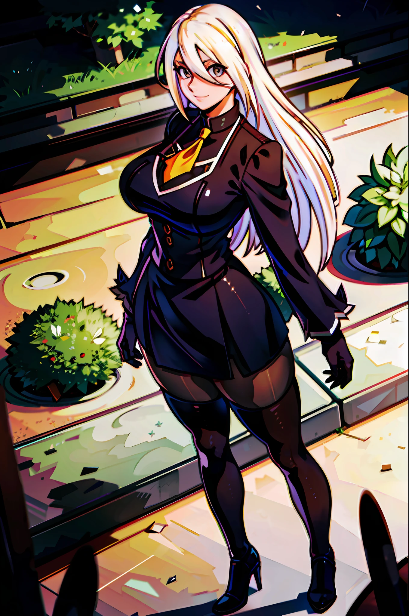 masterpiece, best quality, 1girl, young girl, brown eyes, long blonde hair, happy smile, shiny skin, (nice leg line: 1.3), thick thighs, thin waist, huge breasts
BREAK
school uniform, tie, ((pencil skirt), pantyhose, high heels
BREAK
park, crowd look surprised, depth of field, looking at the viewer, standing, side, upper body, legsupsexms, konosuba