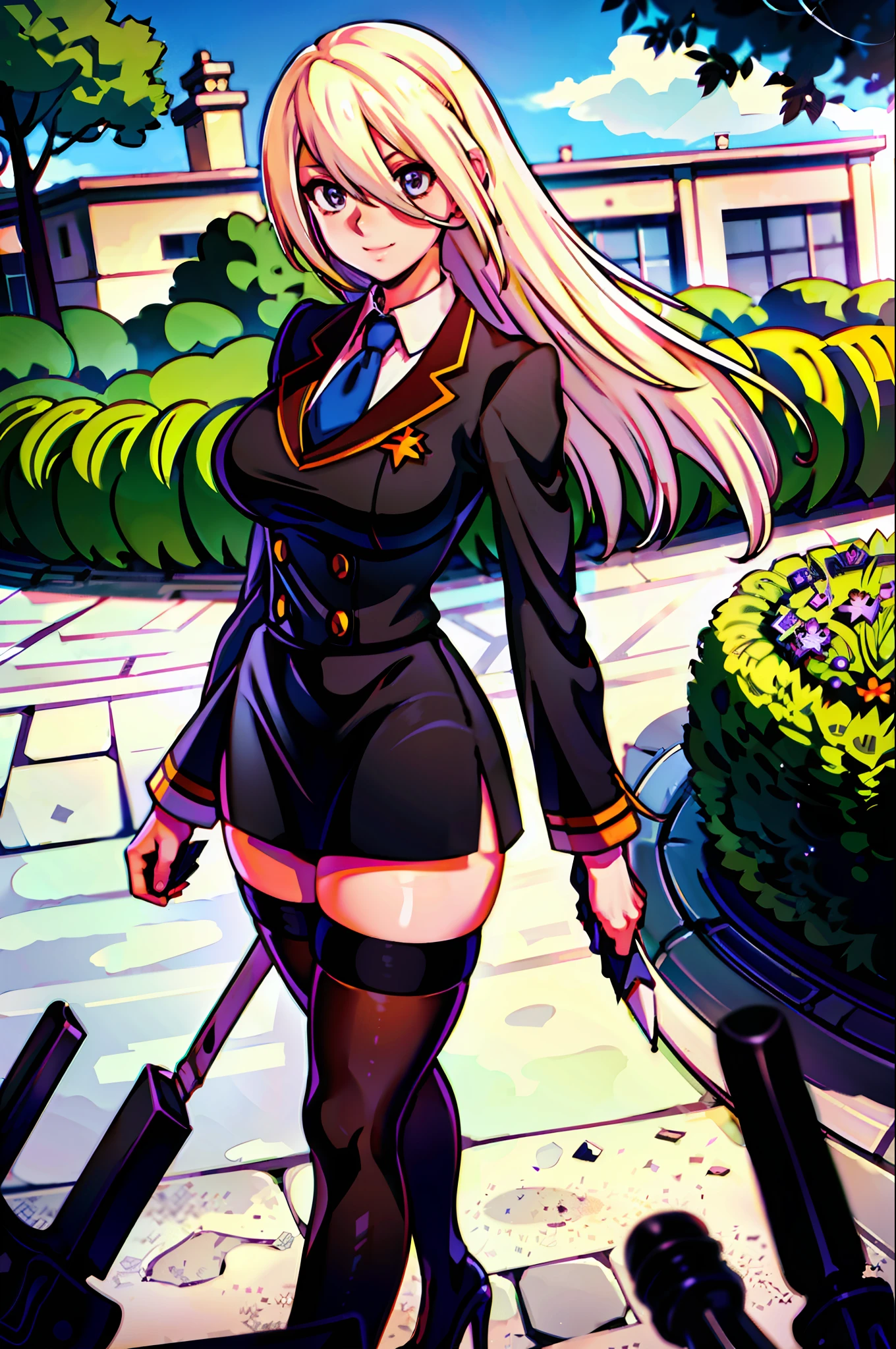 masterpiece, best quality, 1girl, young girl, brown eyes, long blonde hair, happy smile, shiny skin, (nice leg line: 1.3), thick thighs, thin waist, huge breasts
BREAK
school uniform, tie, ((pencil skirt), pantyhose, high heels
BREAK
park, crowd look surprised, depth of field, looking at the viewer, standing, side, upper body, legsupsexms, konosuba