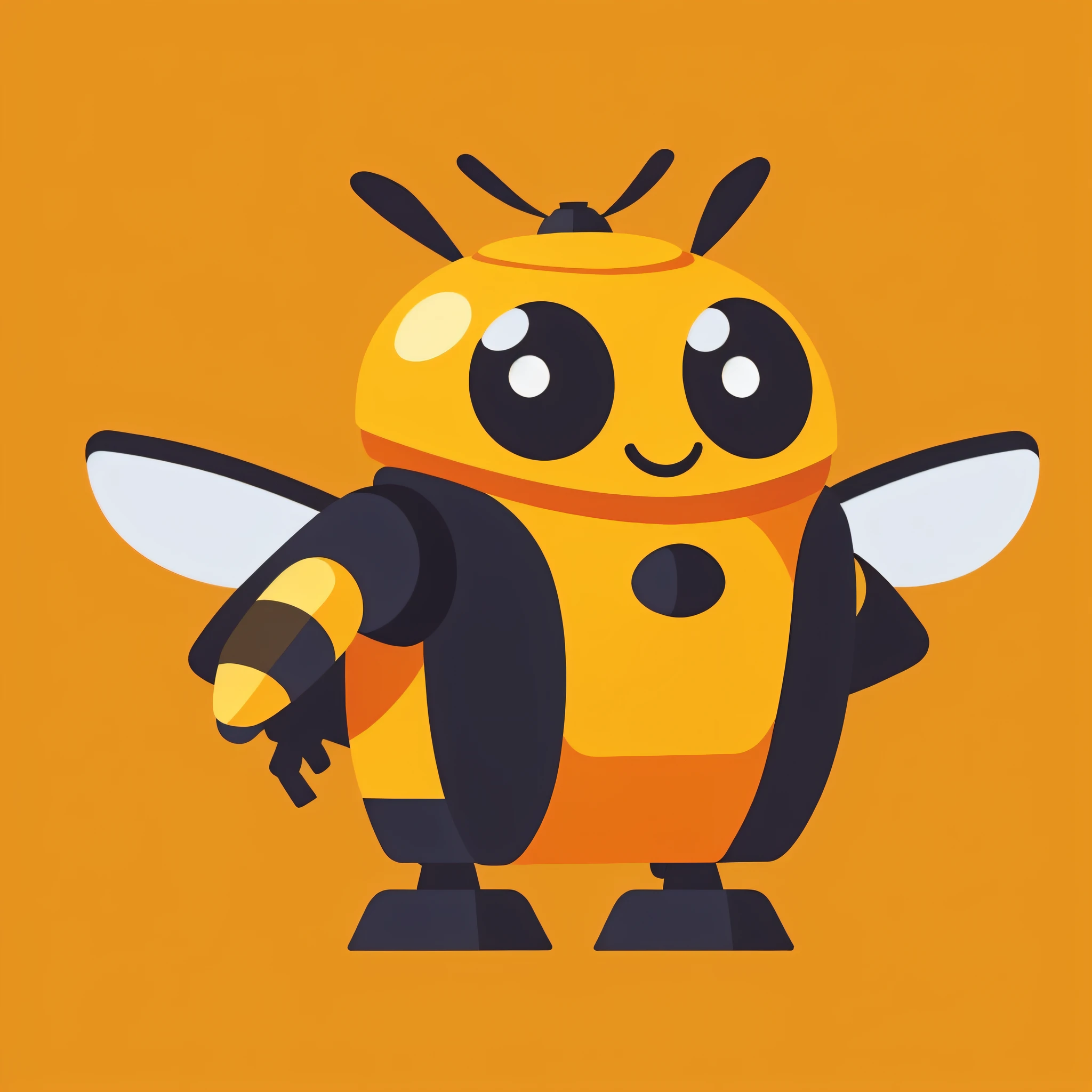 a cute and happy robot bumblebee with wings
