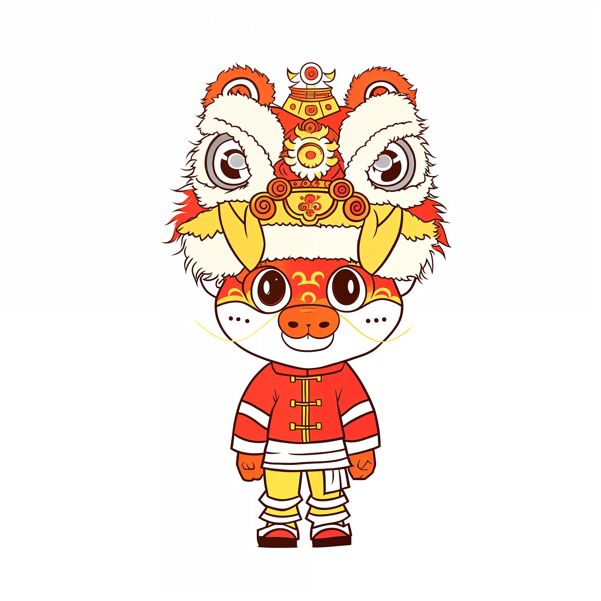 a cartoon of a lion with a red outfit and a crown, asura from chinese myth, japanese mascot, kitsune mask on head, mascot illustration, anthropomorphic samurai bear, inspired by Miao Fu, inspired by Luo Ping, inspired by Gong Xian, monkey king, sun wukong, artwork in the style of z.w. gu