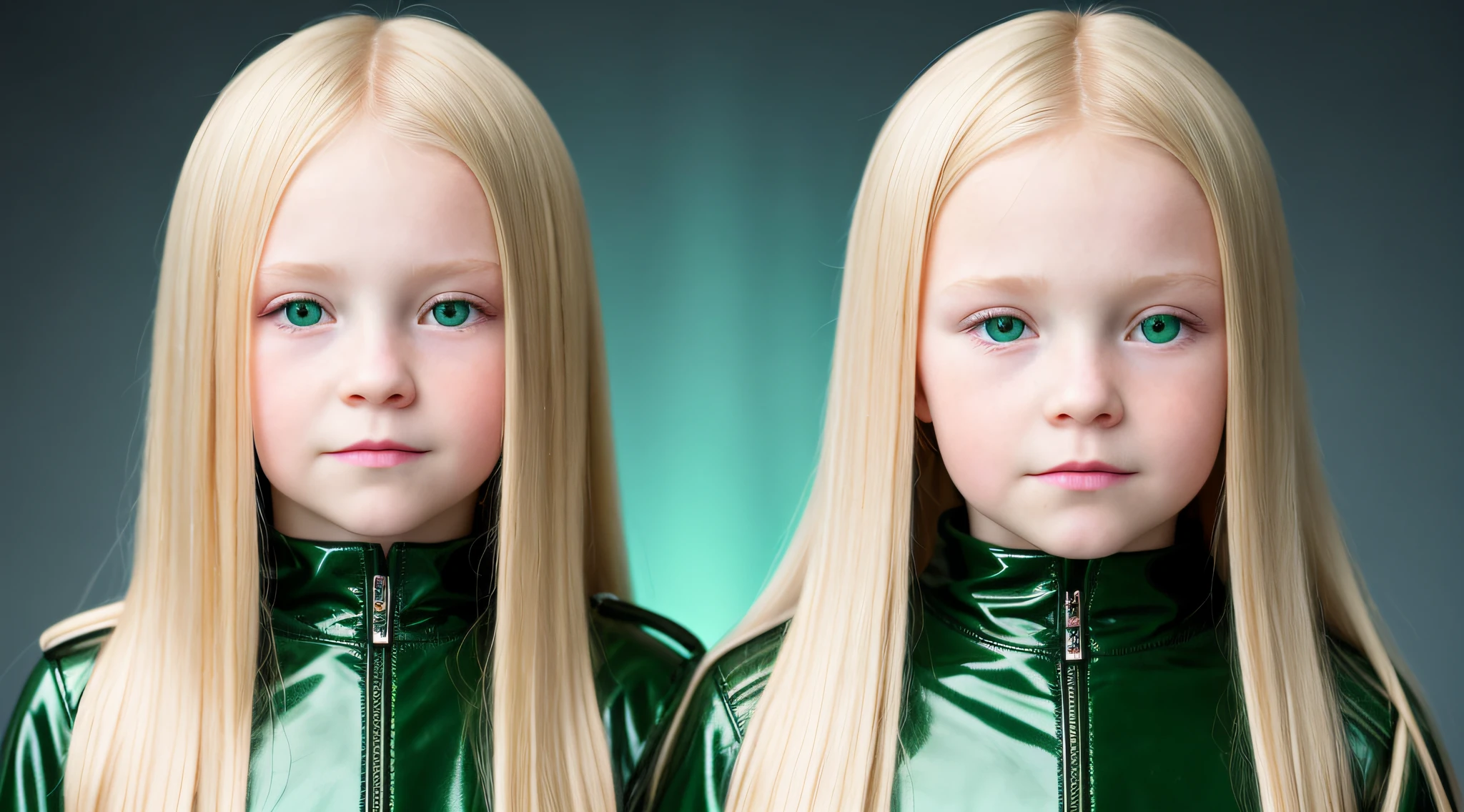 Russian  GIRLS 10 yearsNG BLONDE HAIR dark, PORTRAIT STYLE, black leather jacket that are holding a lamp, promotional movie image, promotional image, promotional image, promotional art, next gen, bright green, green glow, TV show, bright green eyes, key art, Green glow, neon green, supernatural green eyes, photo render, enigmatic!!, Color yet,  Rendered image