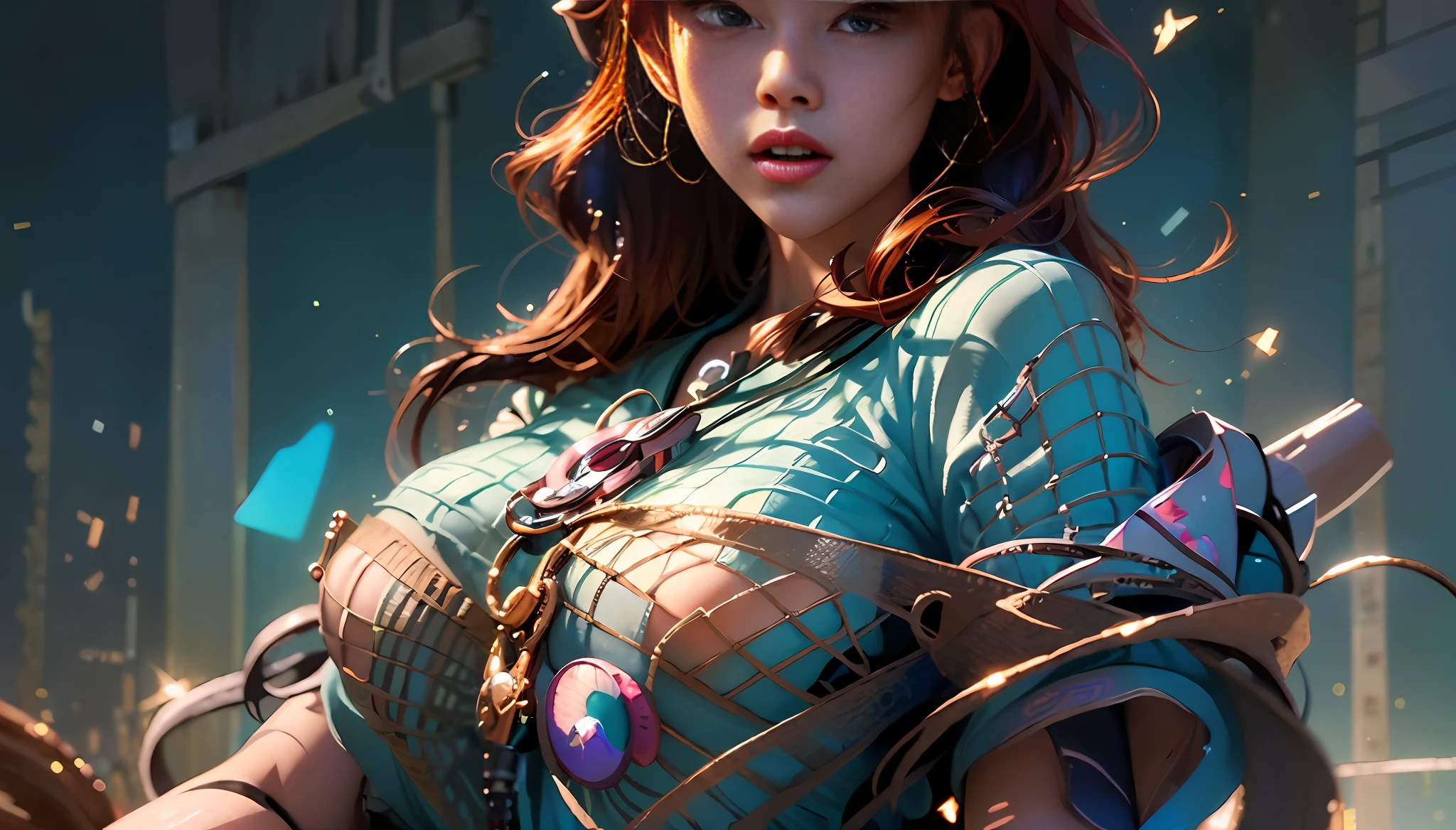 ((a fox girl)), (nsfw:1.2), open, (red hair:1.2), fox ears, exposed shoulder, exposed cool chest, open clothes, hand-made clothes, torn, exposed chest tip, (highly detailed CG Unity 8k wallpaper), (work- prime), (Best Quality), (Super Detailed), (Best Illustration), (Best Shadow), (Realistic), (PureErosFace_V1:0.5), Lens Flare , (Depth of Field), (Natural Light), Ultra High Resolution , (eye detail), charming smile, (brunette), (((transparent sweater))), (bare chest), 21 years old, -upscale - --auto --s2