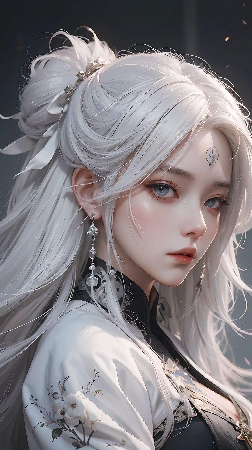 a close up of a woman with white hair and a white mask, beautiful character painting, guweiz, artwork in the style of guweiz, white haired deity, by Yang J, epic exquisite character art, stunning character art, by Fan Qi, by Wuzhun Shifan, guweiz on pixiv artstation --auto --s2