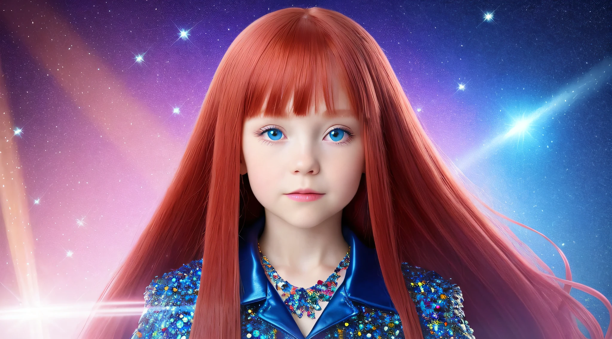 Russian children GIRLS WITH LONG RED HAIR dark, PORTRAIT STYLE, black leather jacket that are holding a lamp, a lot of crystal crystals on a blue background, crystal fragments, crystals illuminate the scene, crystalline material, crystalline!!, crystals, blue crystal exploding, blue crystals, made of crystals, encrusted crystal, crystals and diamonds, crystal formation, crystalline, shimmering luminous crystals, beautiful crystals, crystal particles, made of crystal, crystallized
