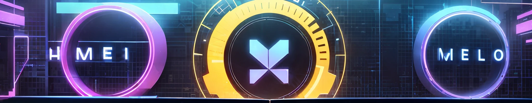 Twitter header with Hello world written in the middle and electro background