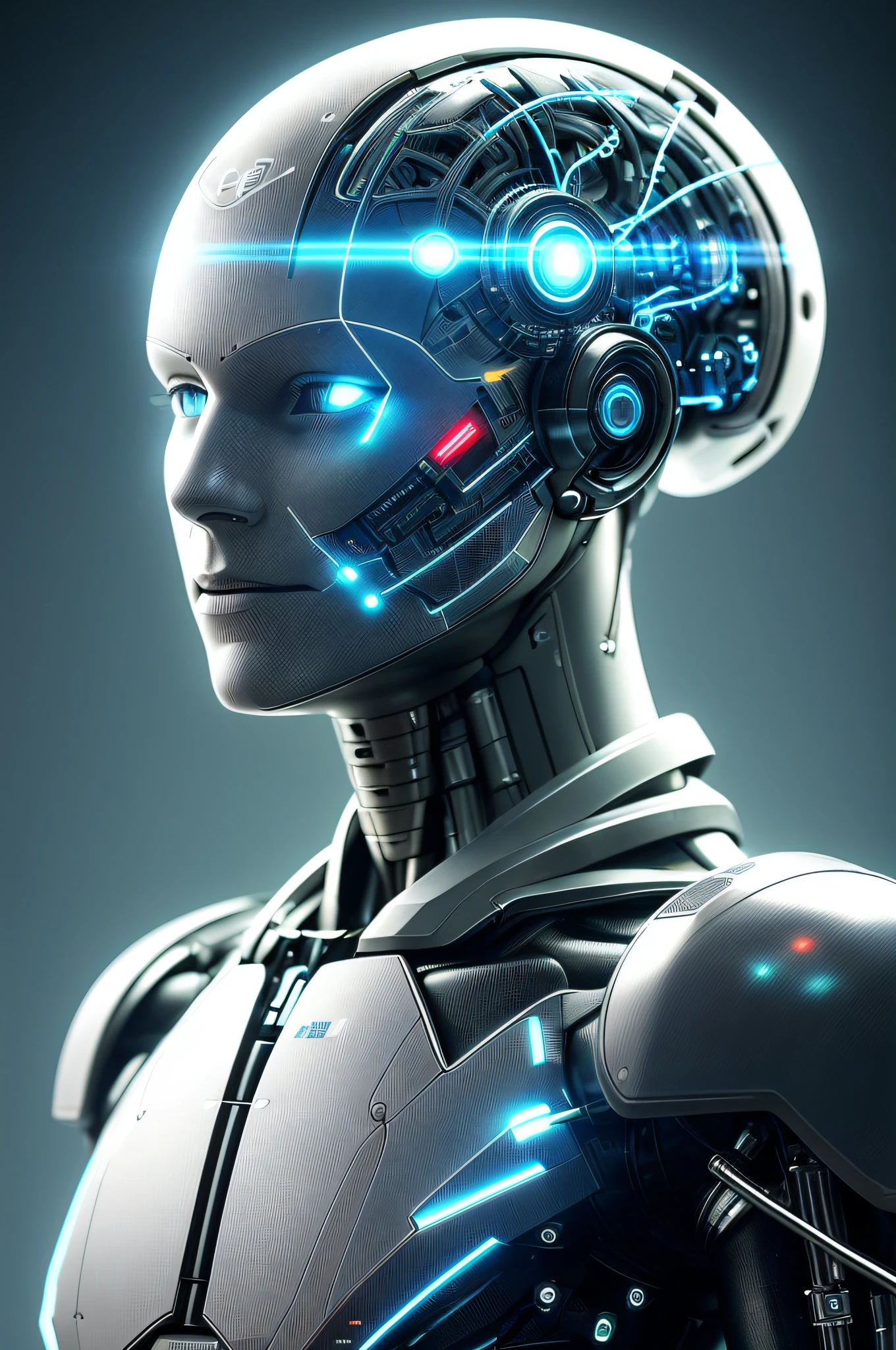 Electronic Systems On-Head Humanoids |Cyborg man| With a detailed brain that you can see| With a delicate heart that can be seen| Muscle cable wire | Realistic Skin| Biopunk| Cybernetics | Cyberpunk | Canon M50| 100mm| Sharp Focus | Gently| Hyperrealism | Very detailed| Intricate Details | Vascular |