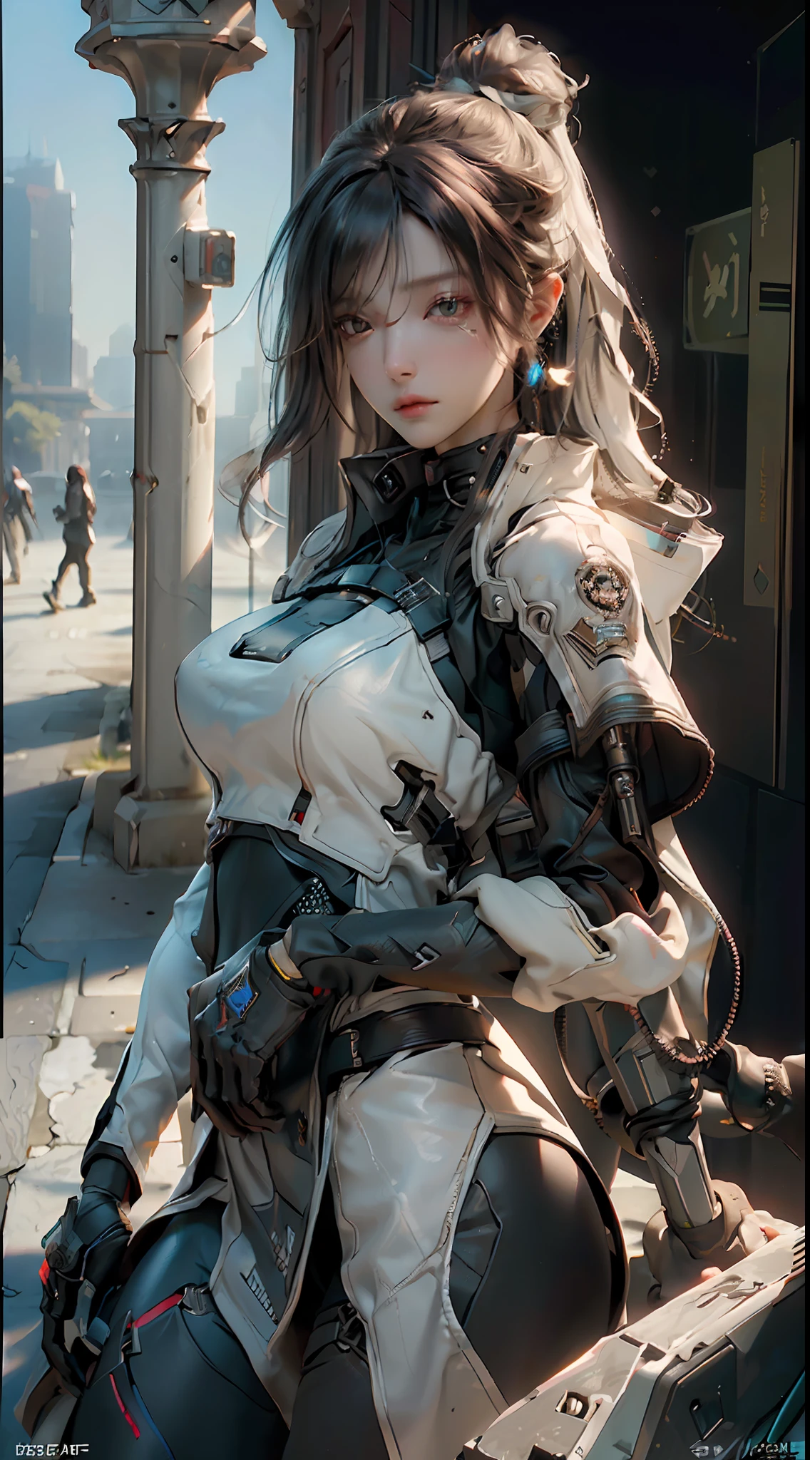 ((Best quality)), ((masterpiece)), (detailed:1.4), 3D, an image of a beautiful cyberpunk female,HDR (High Dynamic Range),Ray Tracing,NVIDIA RTX,Super-Resolution,Unreal 5,Subsurface scattering,PBR Texturing,Post-processing,Anisotropic Filtering,Depth-of-field,Maximum clarity and sharpness,Multi-layered textures,Albedo and Specular maps,Surface shading,Accurate simulation of light-material interaction,Perfect proportions,Octane Render,Two-tone lighting,Wide aperture,Low ISO,White balance,Rule of thirds,8K RAW,