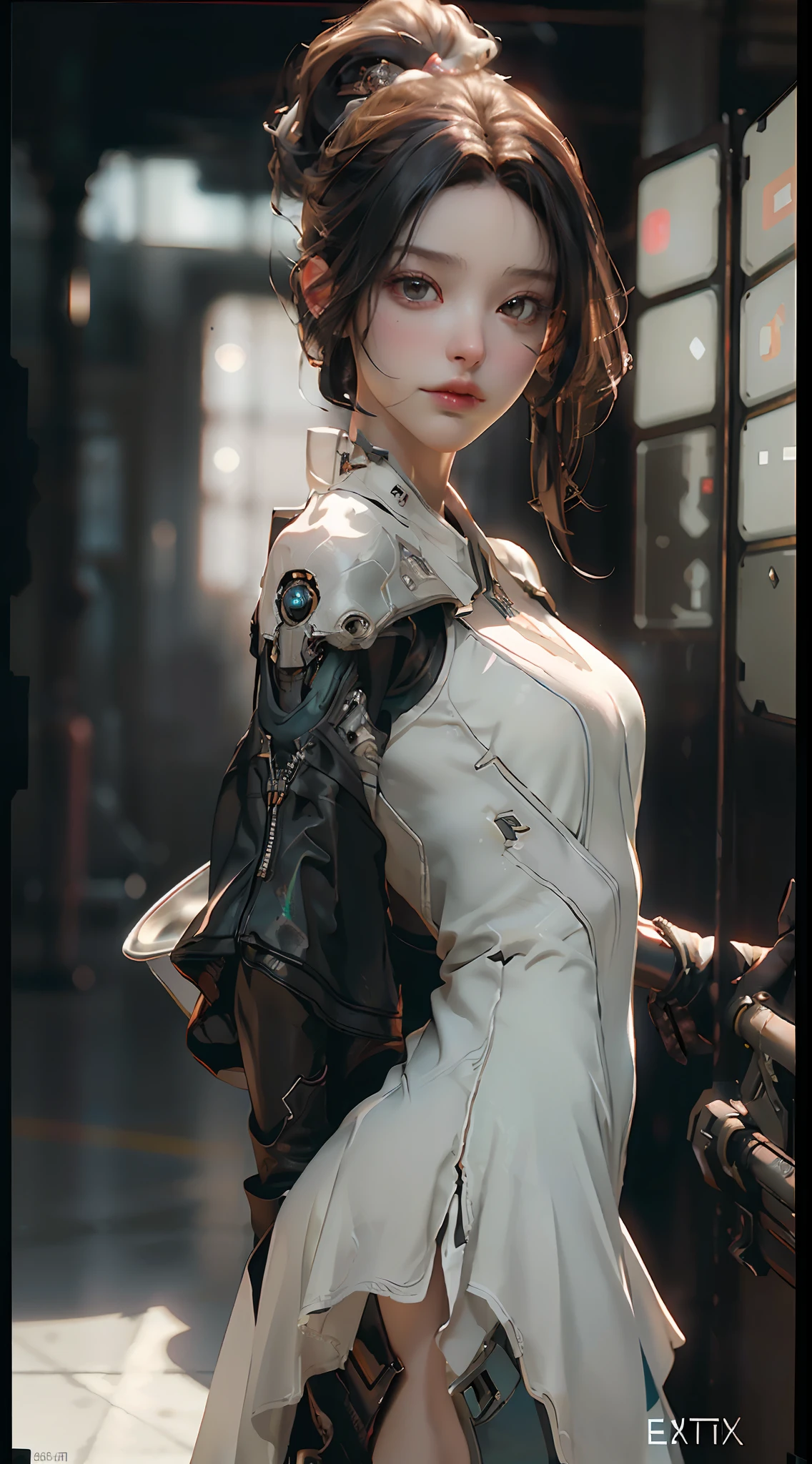 ((Best quality)), ((masterpiece)), (detailed:1.4), 3D, an image of a beautiful cyberpunk female,HDR (High Dynamic Range),Ray Tracing,NVIDIA RTX,Super-Resolution,Unreal 5,Subsurface scattering,PBR Texturing,Post-processing,Anisotropic Filtering,Depth-of-field,Maximum clarity and sharpness,Multi-layered textures,Albedo and Specular maps,Surface shading,Accurate simulation of light-material interaction,Perfect proportions,Octane Render,Two-tone lighting,Wide aperture,Low ISO,White balance,Rule of thirds,8K RAW,