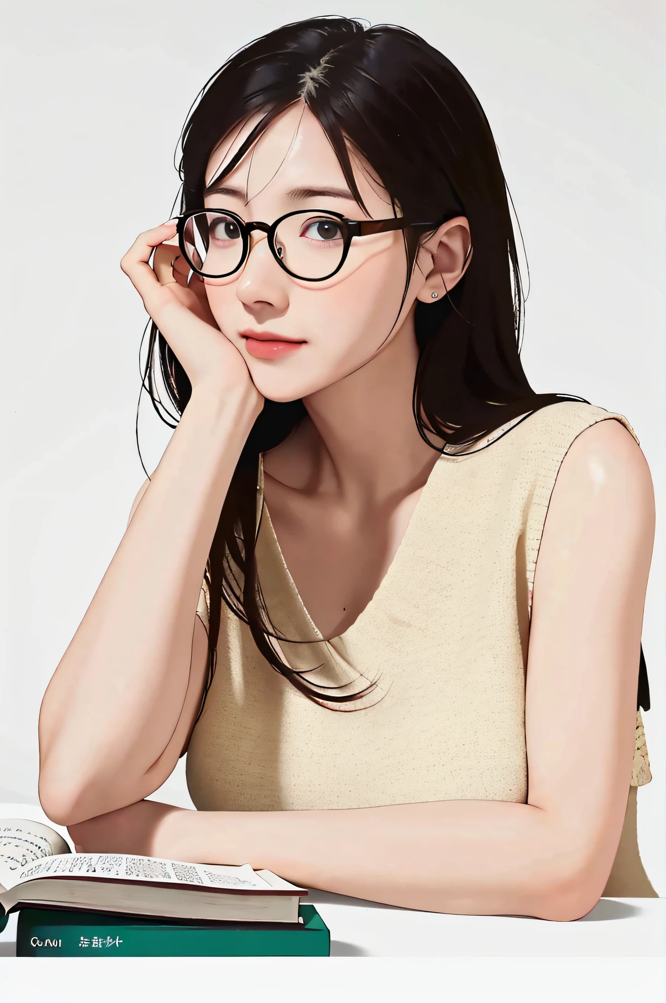 Close-up, Woman, Reading, Book, Glasses, Cozy, Comfortable, Relaxed, Intelligent, Thoughtful, Enthusiastic, Passionate, Curious, Focused, Knowledgeable, Literary, Intellectual, Well-read, Erudite, Cultivated, Educated, Sophisticated, Perceptive, Astute, Observant, Discerning, Refined, Eloquent, Articulate, Poised, Tranquil, Serene, Calm, Content, Inspiring, Empowering, Mindful, Joyful, Beautiful, Natural, Natural Arms, Arm Hair, Nail Care, Nail Polish-Free, Well-groomed Nails, Elegant Fingers, Delicate Hands, Bookmarks, Page Turner, Natural Books, Organic Shapes, Texture, Warmth, 8K Resolution.
