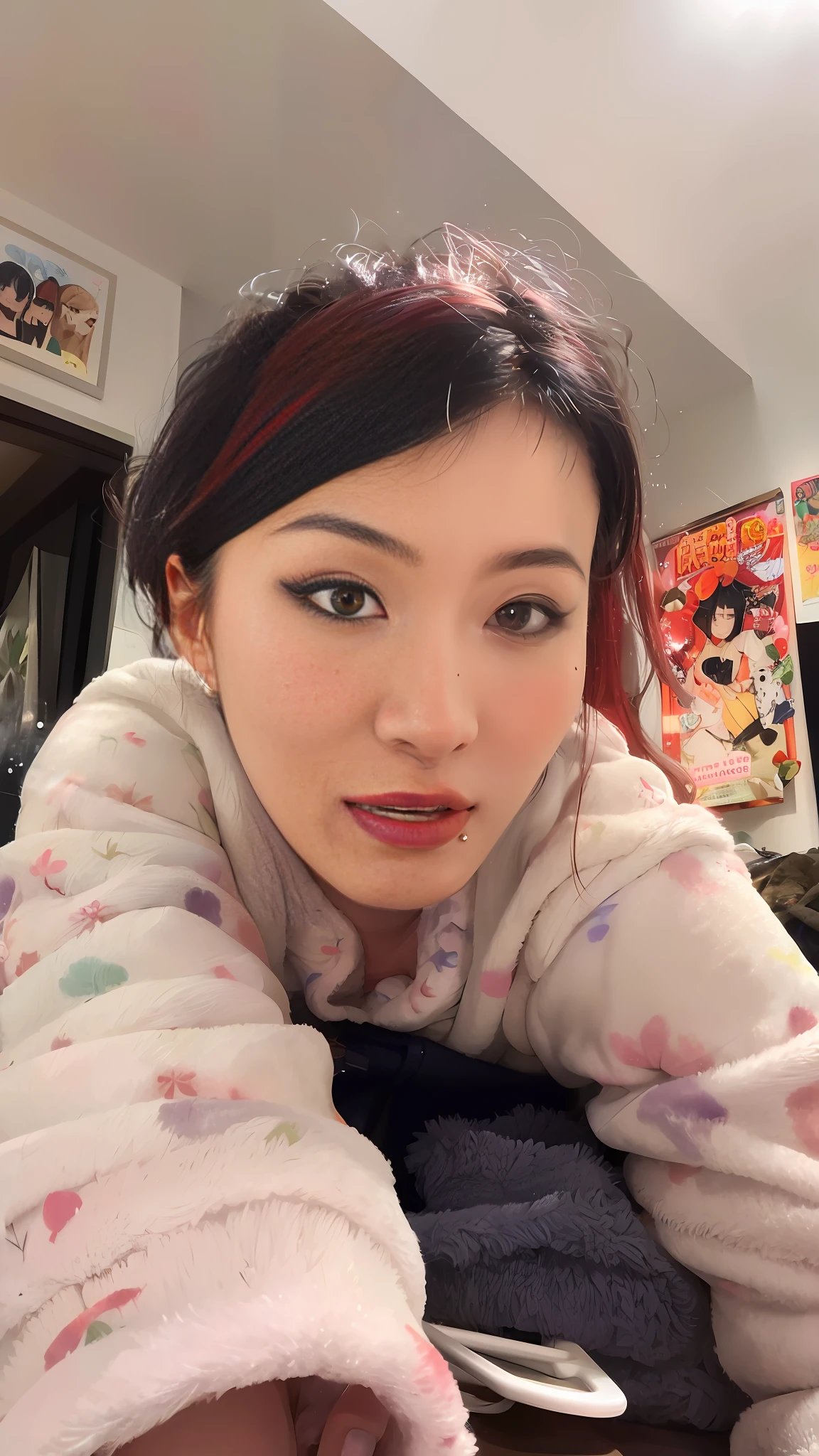 A girl's life photo, inspired by Harumi Hirochu, young and cute Manya face, Kuvshinov Ilya, Kumabird makeup, Chen Lulu, sexy face with full makeup, Asian face, inspired by Taro Yamamoto, 8k he took photos, Gemma Chen, Kuvshinov