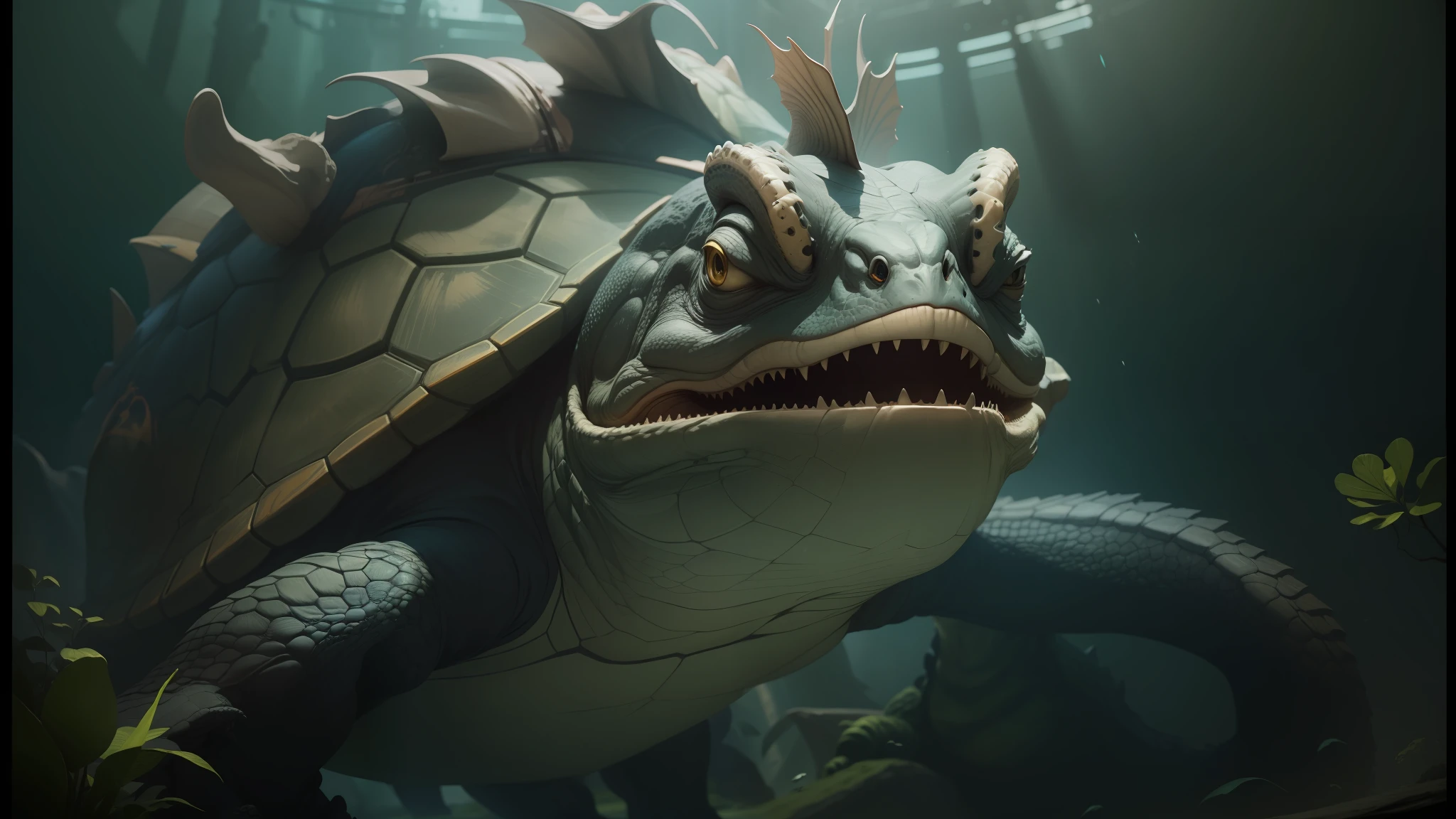 there is a large turtle with a very long neck and a big mouth, great leviathan turtle, anthropomorphic turtle, an anthropomorphic turtle, anthropomorphic turtle humanoid, as an anthropomorphic turtle, humanoid turtle monster, dota 2 concept art, realistic creature concept, anthropomorphic turtle hero, hyper realistic fantasy monster