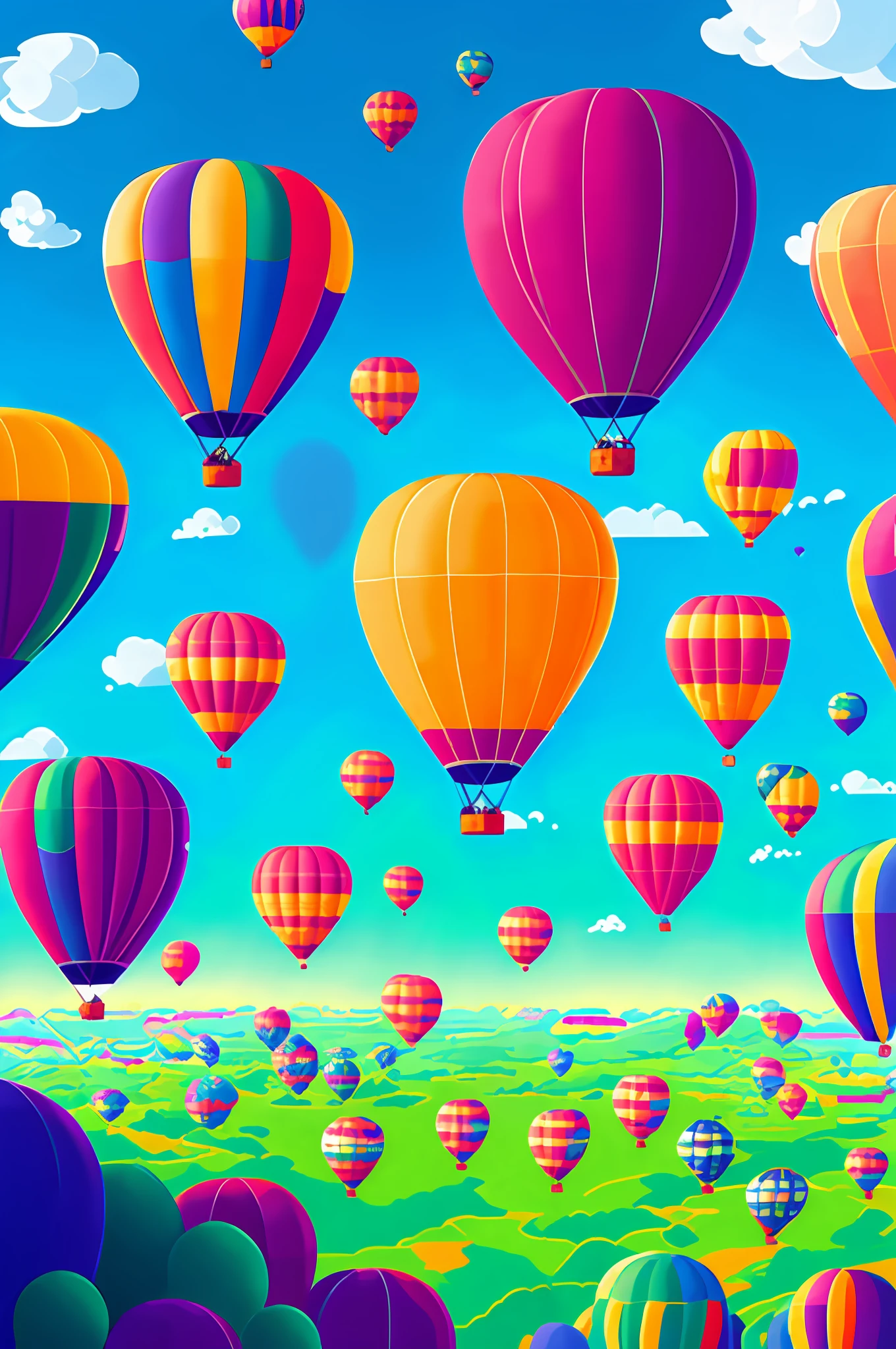 only two large balloons in the sky, arch-shaped clouds at the bottom
vector art, Kurzgesagt, sharp focus, (HDR), (8k), (gigapixel), ((masterpiece))