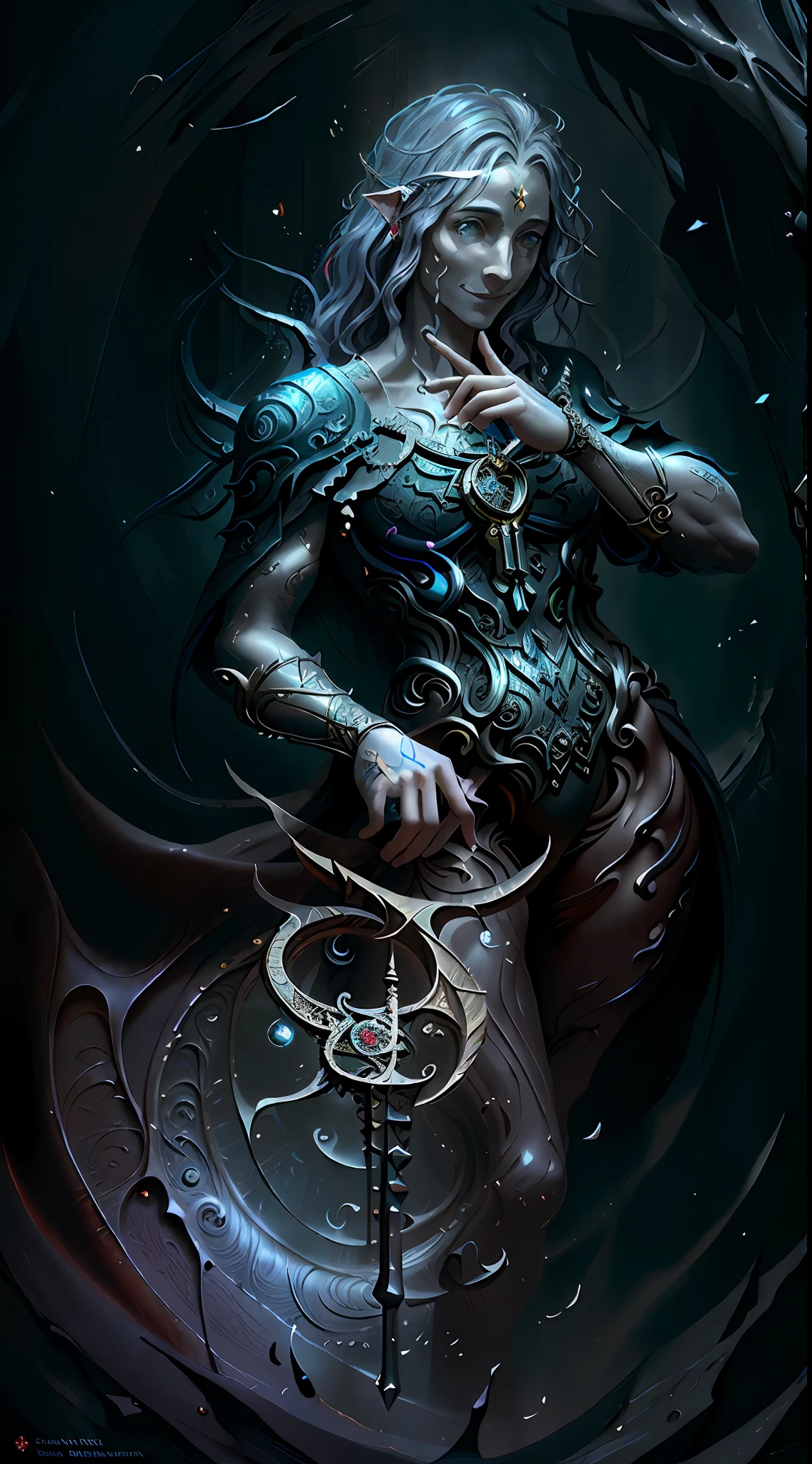 ((masterpiece, best quality, high quality)), 1boy, ((digital painting)), ((Gatekeeper of prompts)), (Gatekeeper, Key, Portal), Fantasy, Fine Art, Digital Art, (magic, mystery, ethereal), unique style, high texture, Intricate details, vivid colors, ((JRR Tolkien, Salvador Dali, Brian Froud)), absurdres, (Dynamic Pose, Vigilant Stance), Fantasy Art, Magic, Protector, Surreal, symbolic, (evil smile),