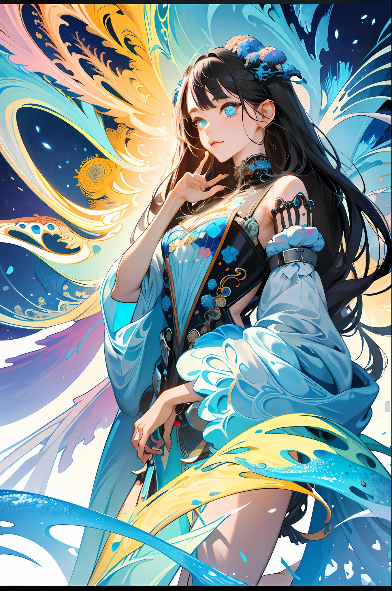 absurdres, highres, ultra detailed, 1girl, solo, extremely detailed eyes, (official art, beautiful and aesthetic:1.2), (1girl), extreme detailed,(fractal art:1.3),colorful,highest detailed
