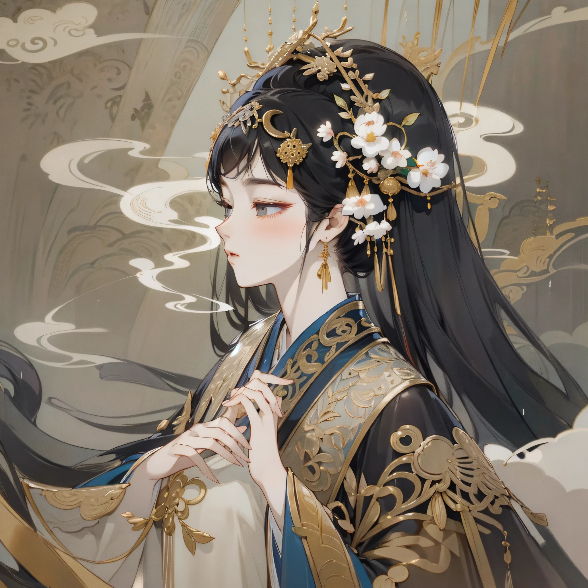 Wearing Chinese ancient costume, flowing tulle, light silk, lazy figure, ancient bridge, smoke and rain, ink painting style, clear face, clean color, decisive cut, masterpiece, super detailed, epic composition, highest quality, 8k --s8 --auto --v 6