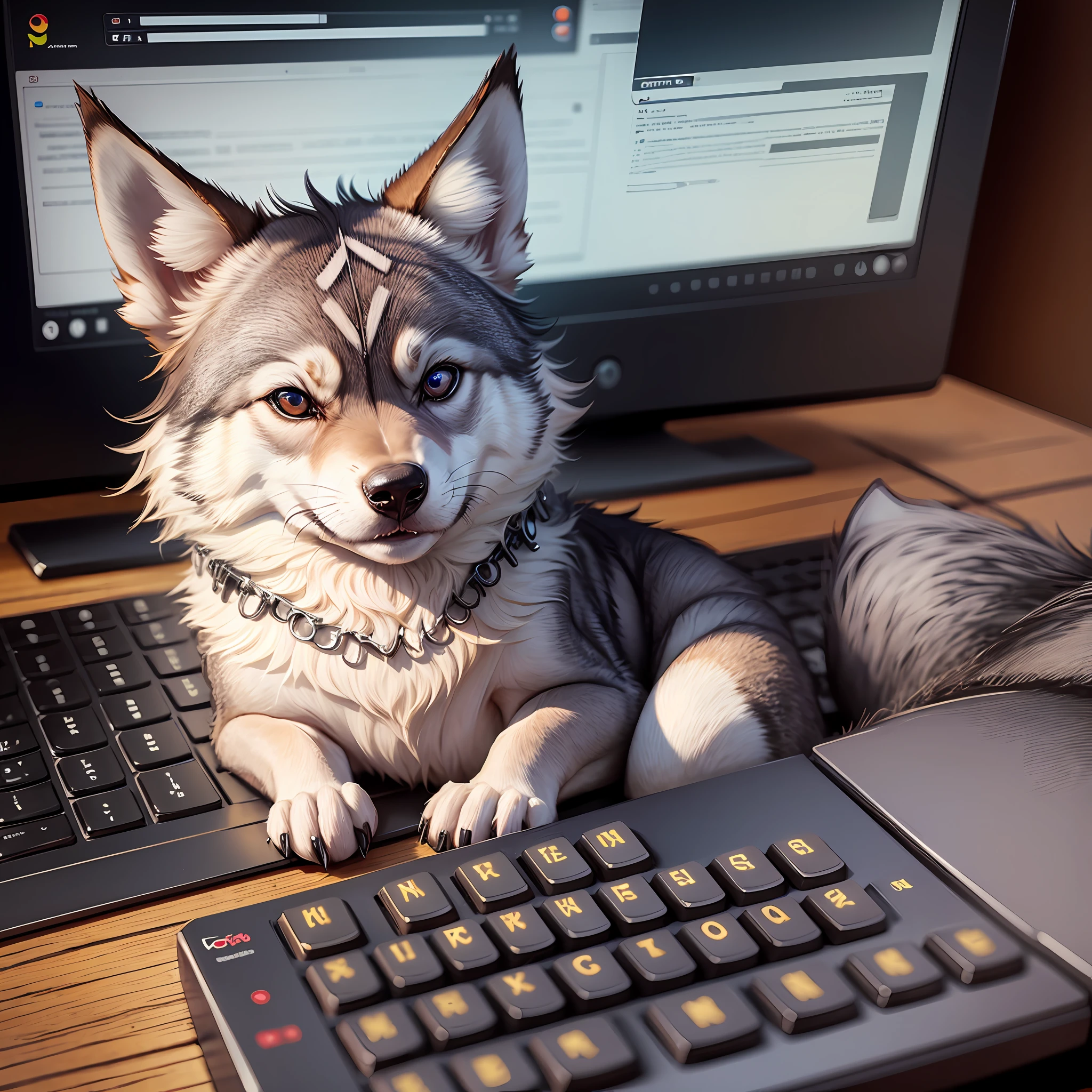 wolfpuppy typing on keyboard --auto --s2