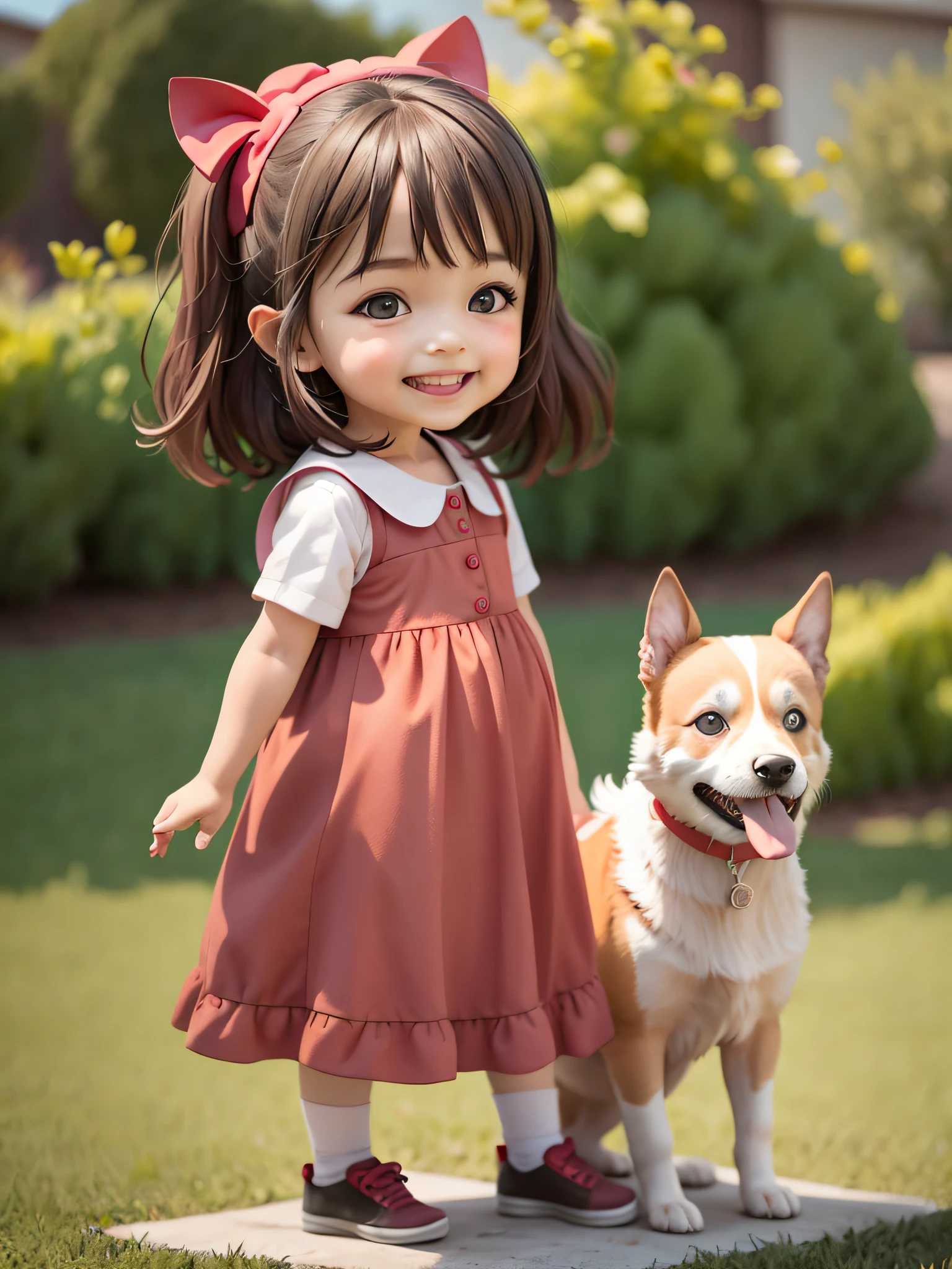 A cute was especially happy playing with the dog